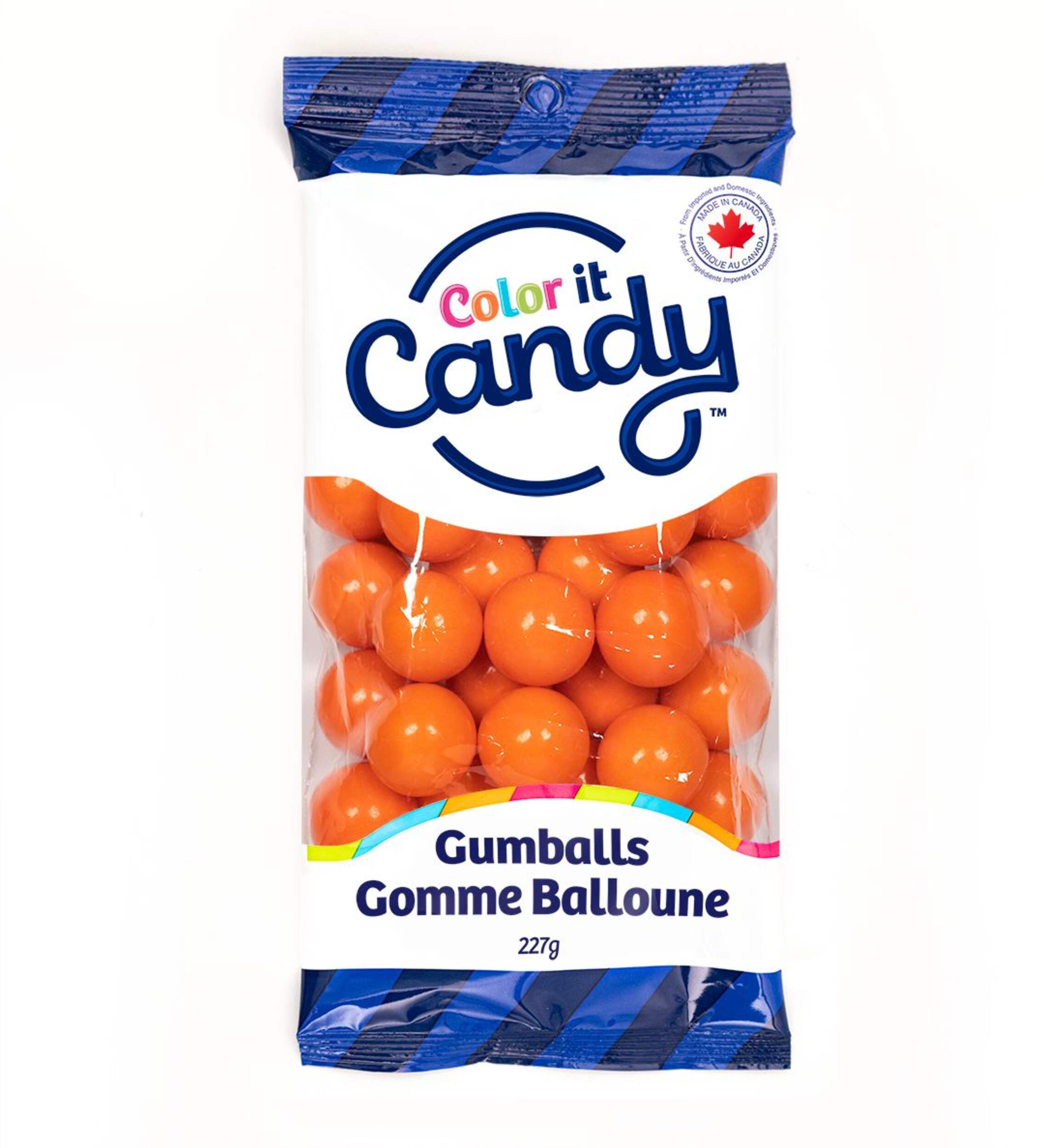 Colour It Candy Gumball, Bubble Gum, Orange, 227-g, for Birthday/Party Favour Front_Flat
