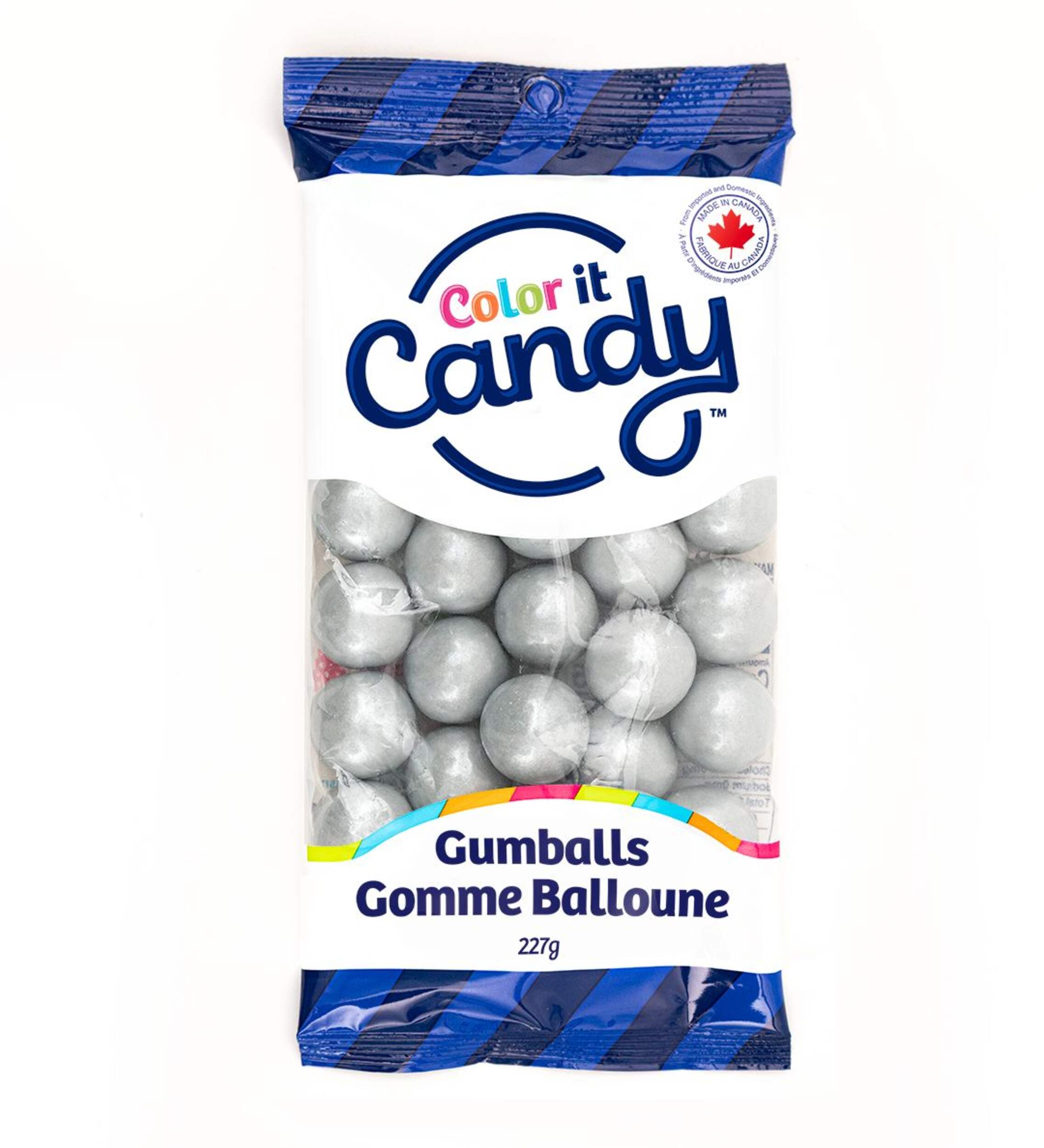 Colour It Candy Gumball, Bubble Gum, Silver, 227-g, for Birthday/Party Favour Front_Flat