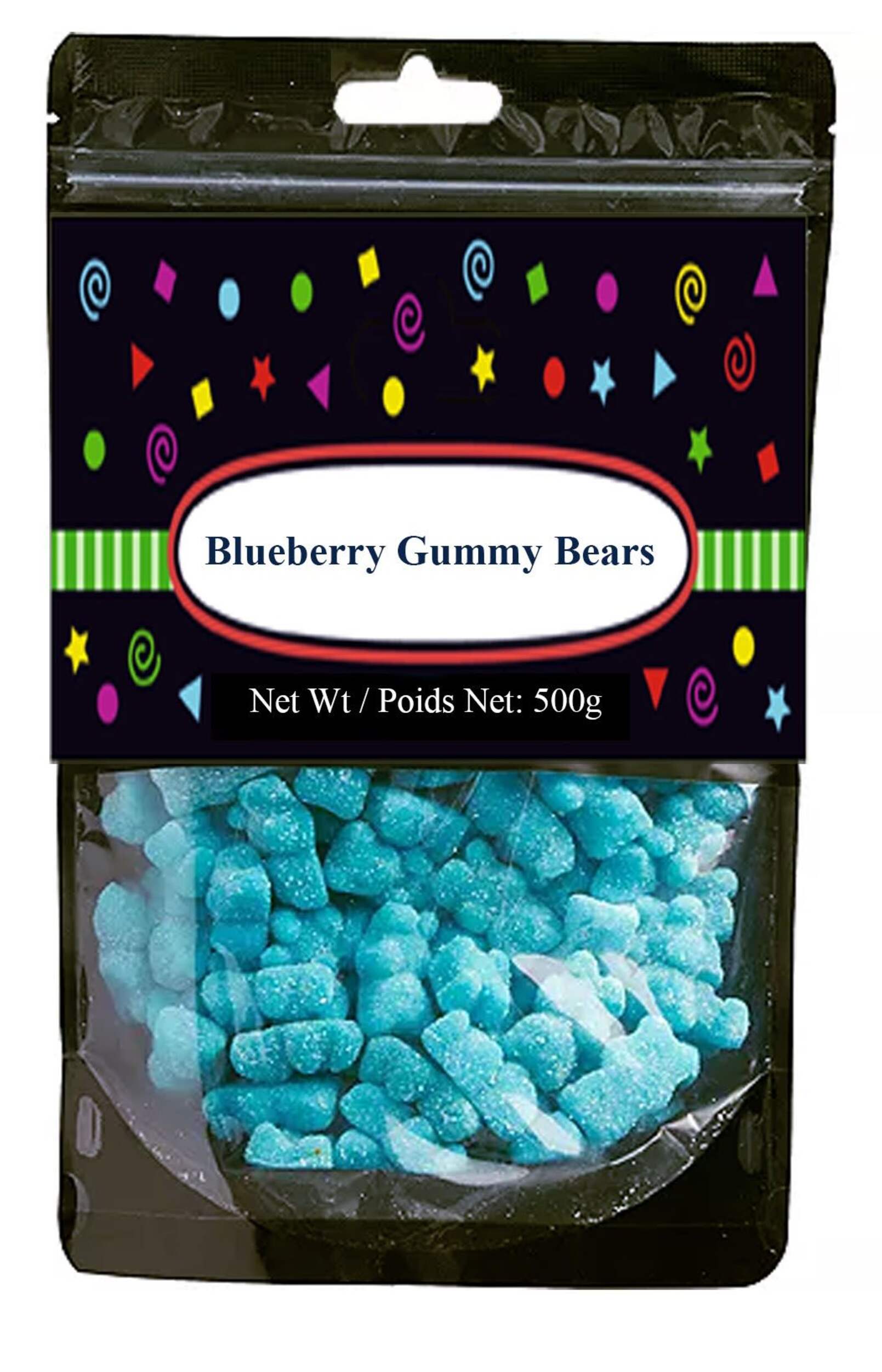 Oursons en gelée, bleuets, bonbon tendre, bleu, 500 g, pour fête d'anniversaire/buffet/dévoilement du sexe Front_Flat