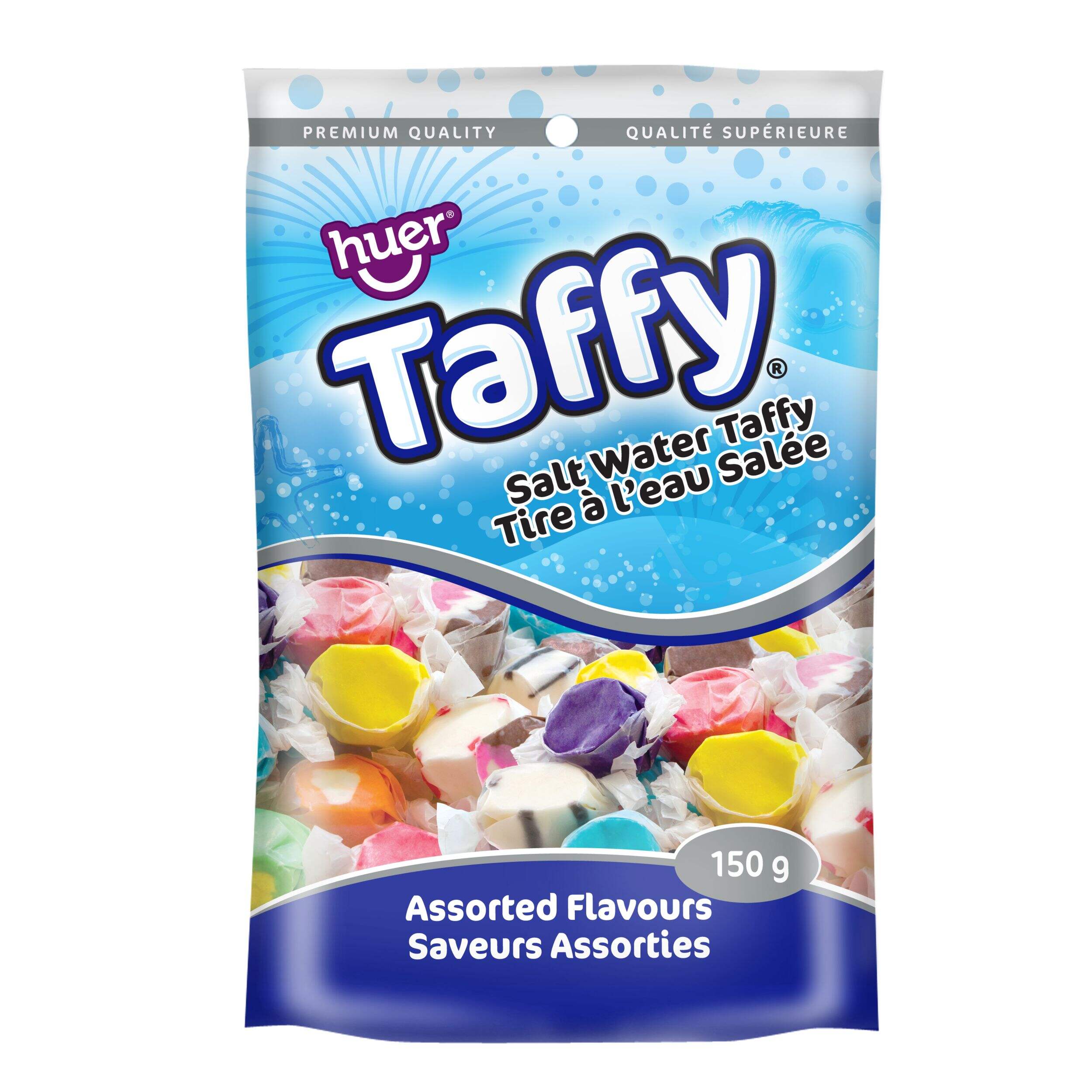 Salt Water Taffy, Assorted Flavours, Multi-Coloured, 150-g, Chewy Candy, for Birthday/Party Favour Front_Flat