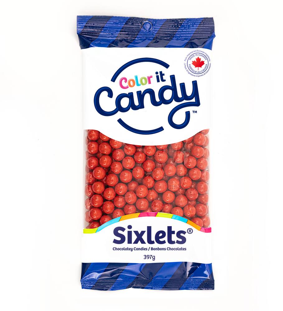 Colour It Candy Sixlets, Red, 397-g