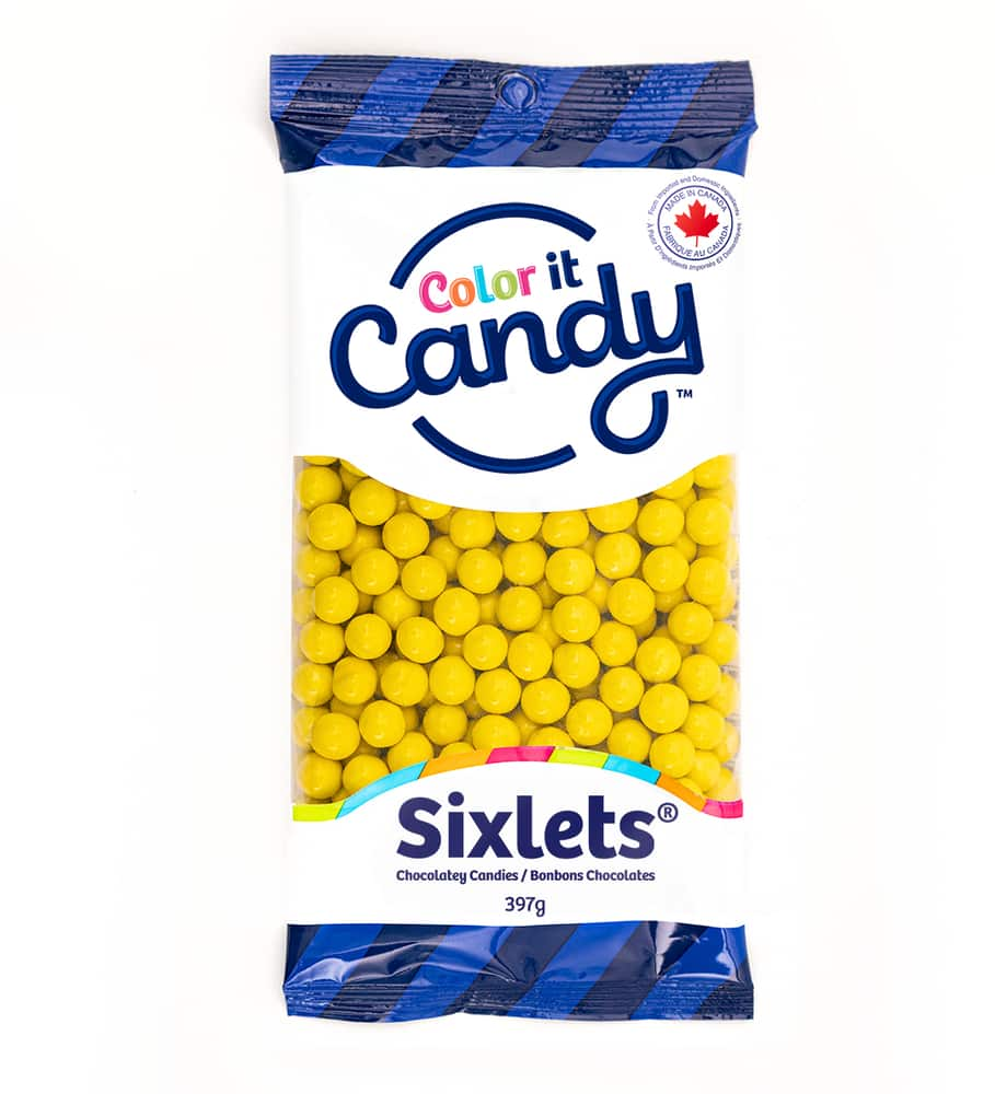 Colour It Candy Sixlets, Yellow, 397-g | Party City