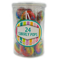Swirly Lollipops, Assorted Fruits, Multi-Coloured, 24-pk, Hard Candy, for Birthday/Party Favour Candy