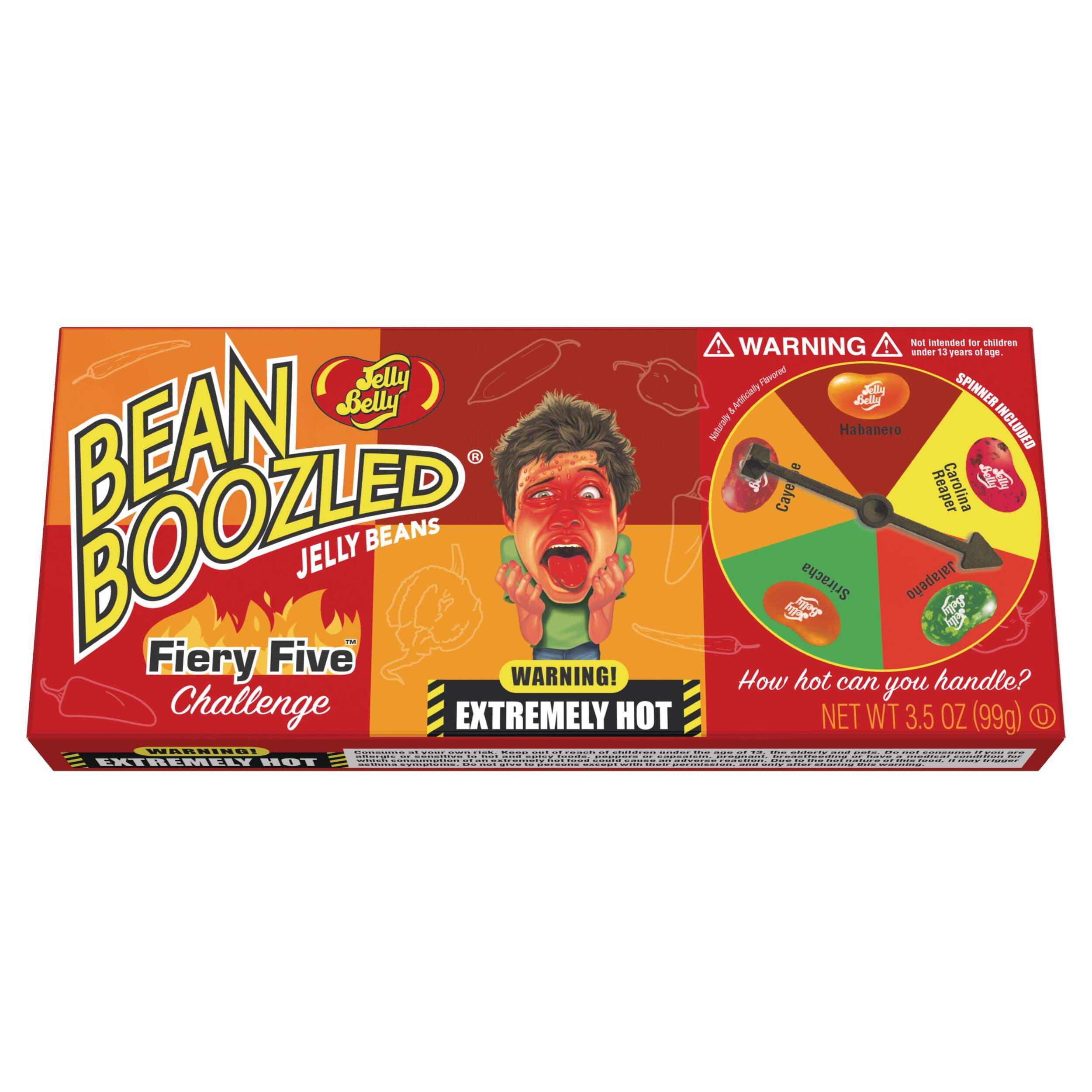 Bean Boozled Fiery Five Jelly Beans, Sriracha/Habanero/Jalapeno/Cayenne, Multi-Coloured, 3.5-oz, Chewy Candy, for Birthday/Party Favour Front_Elevated