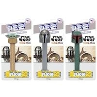 Disney Star Wars Mandalorian Baby Yoda PEZ Dispenser, Lemon, Grey, 16-g, Hard Candy, for Birthday/Party Favour Front_Flat