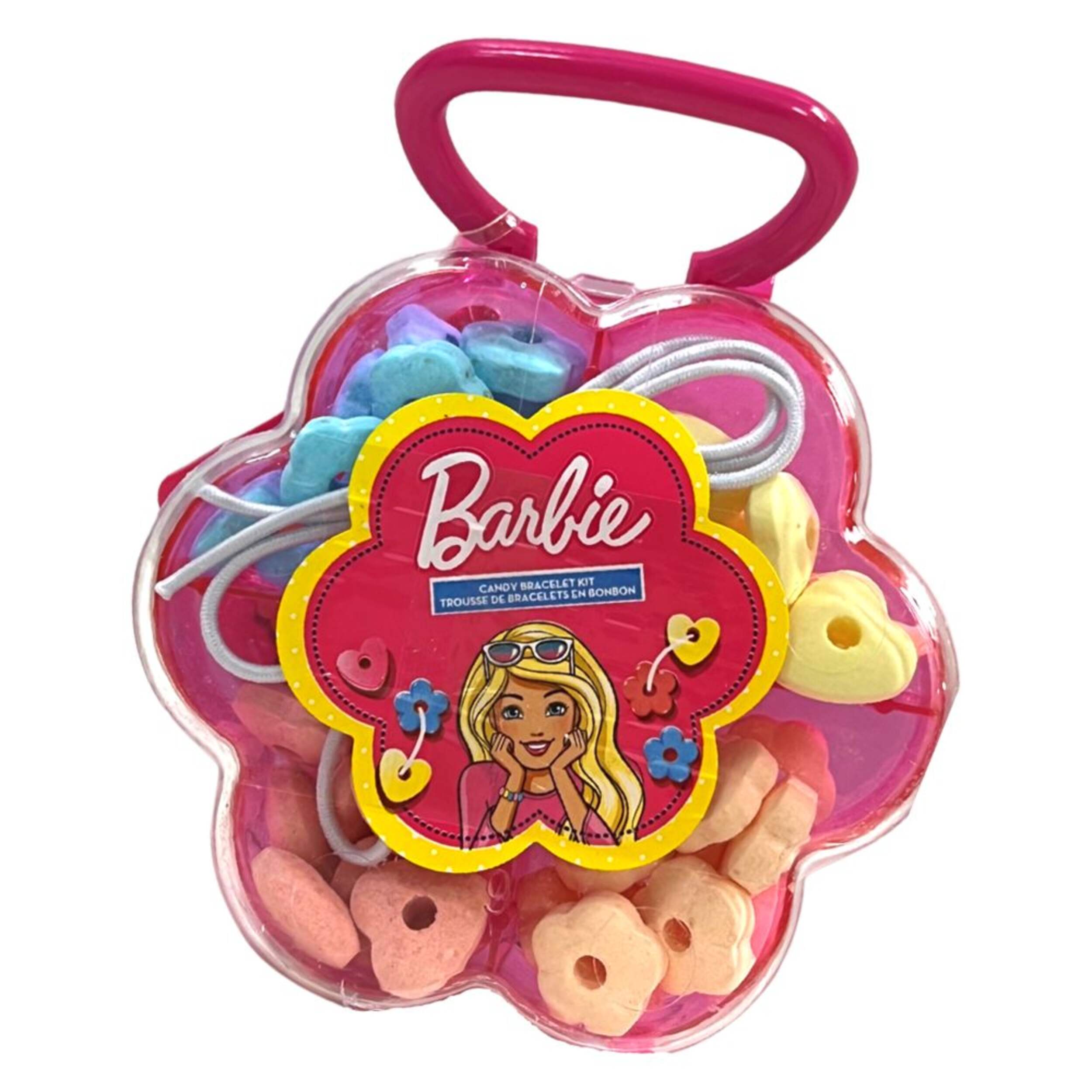 Mattel Barbie Sweet Candy Edible Bracelet Beads, Assorted Fruits, Multi-Coloured, 30-g, Hard Candy, for Birthday/Party Favour Front_Flat