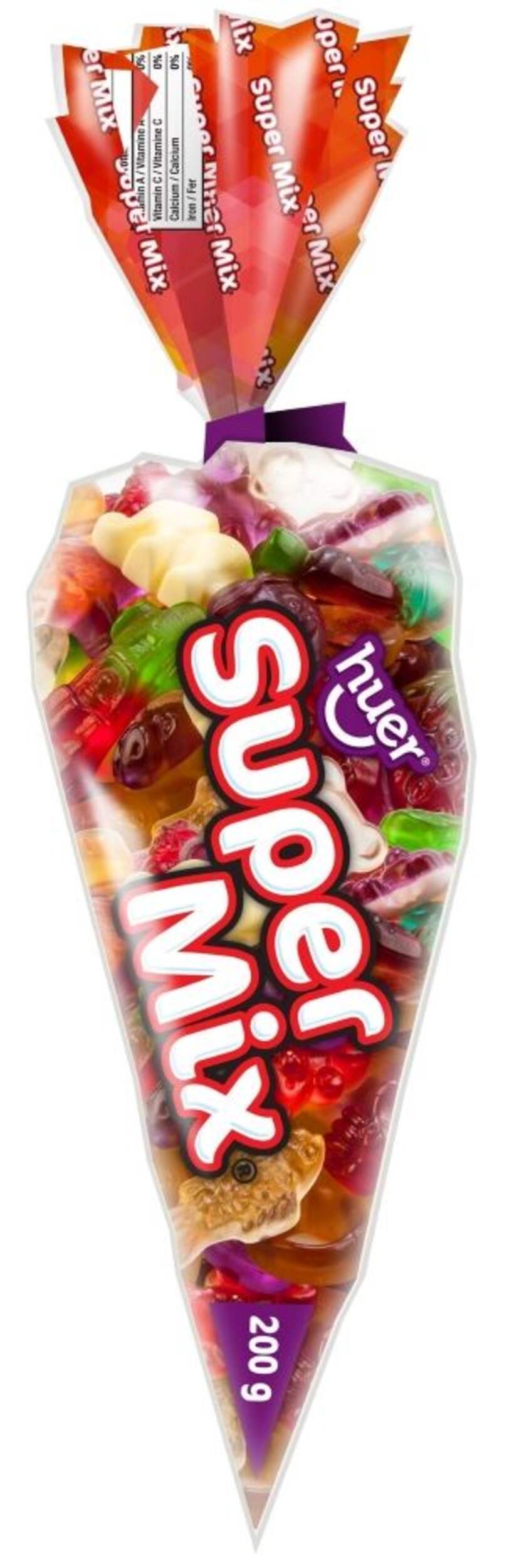 Super Gummy Mix, Assorted Flavours, Multi-Coloured, 200-g, Chewy Candy Mix, for Birthday/Party Favour Front_Flat