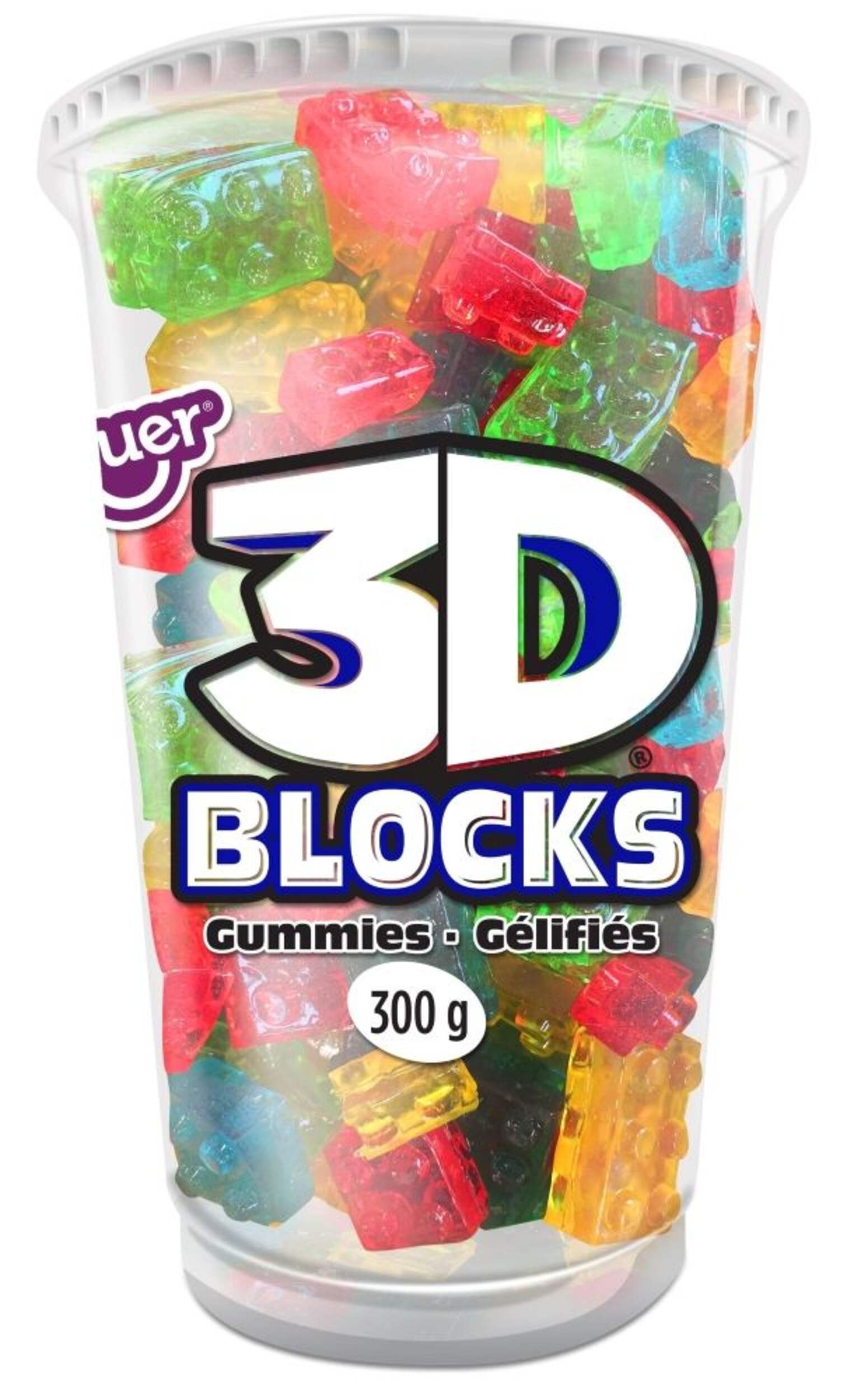 3D Block Gummy Candy, Assorted Flavours, Multi-Coloured, 300-g, Chewy Candy, for Birthday/Party Favour Front_Flat