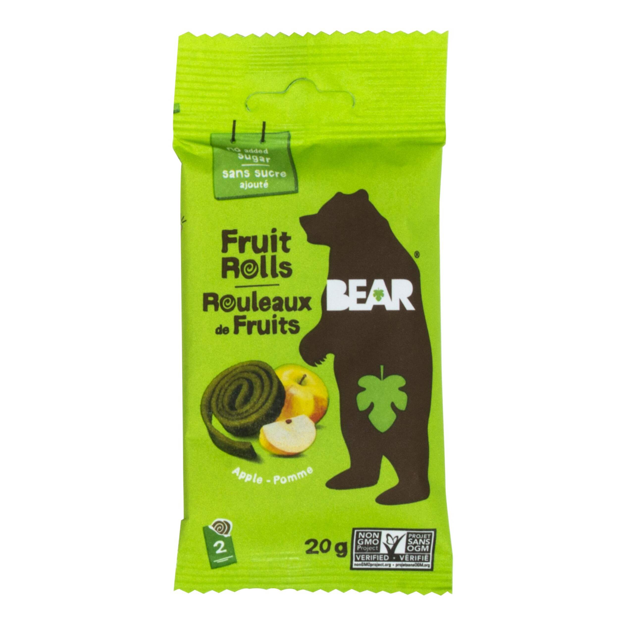 Bear Fruit Rolls, Apple, 20g, for Loot Bags/Lunch Boxes/Healthy Snack Front_Flat