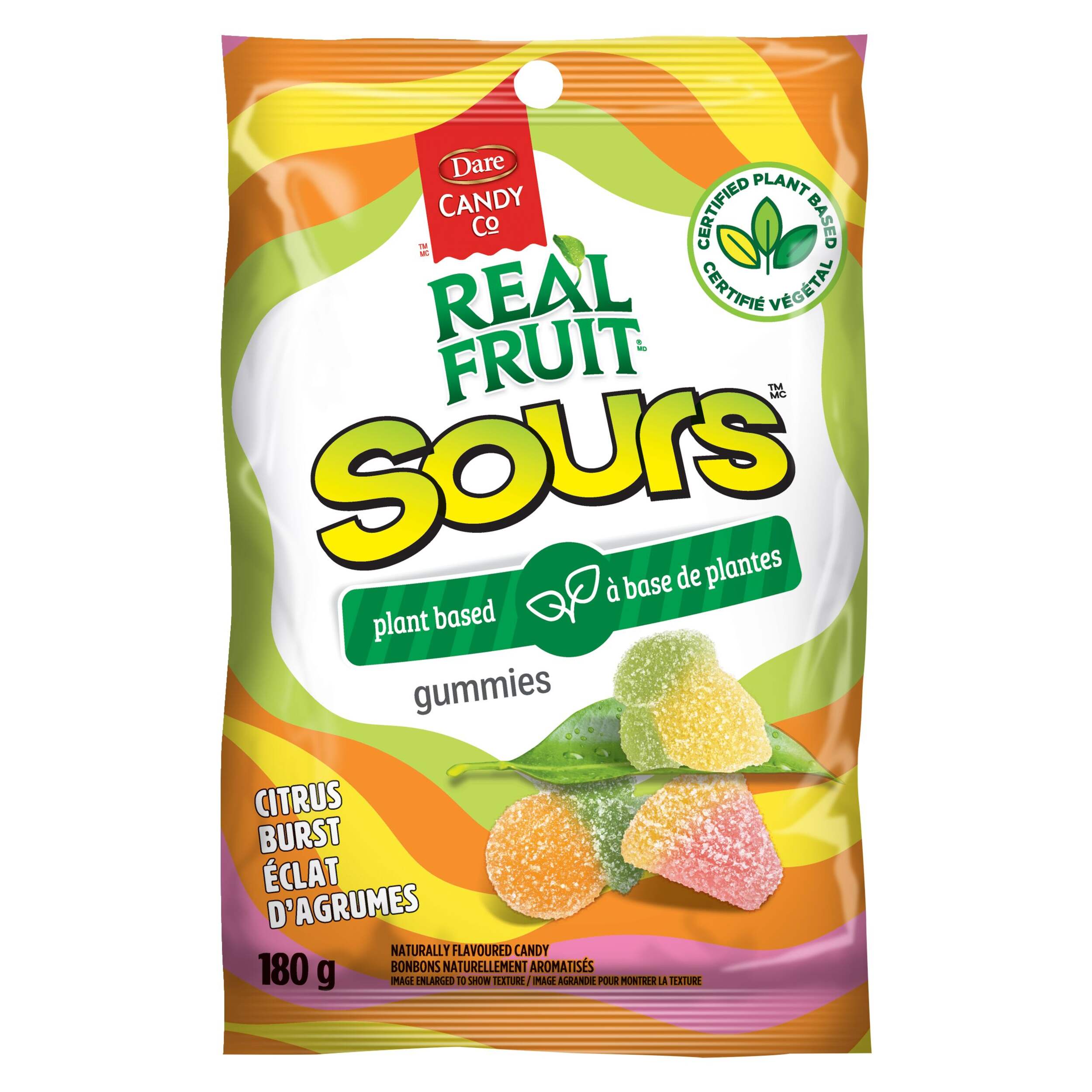 Bonbons gélifiés surs Real Fruit Dare, éclat d'agrumes, 180 g Front_Flat