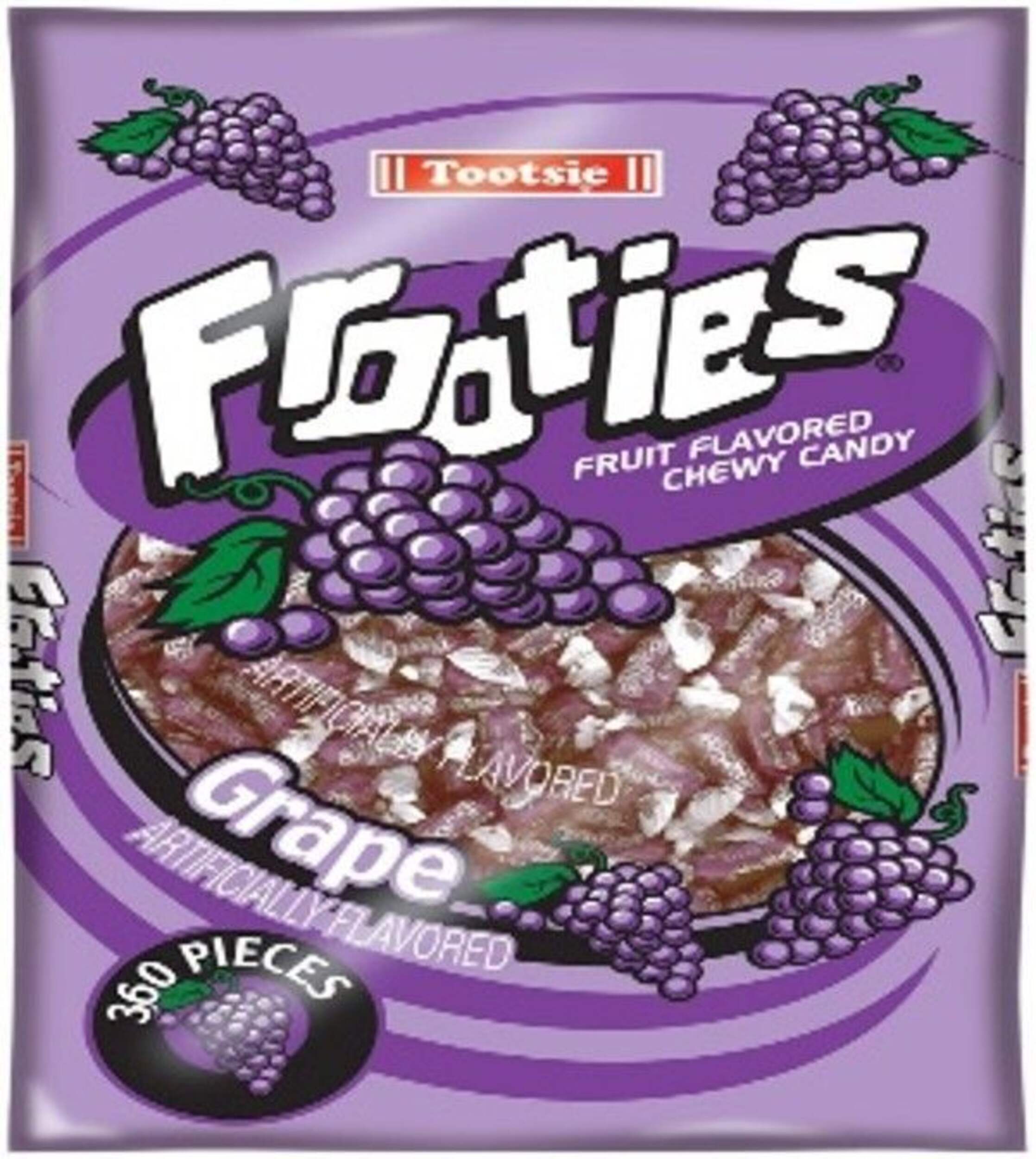 Tootsie Roll Frooties, Grape, Purple, 360-pk, Chewy Candy, for Birthday/Party Favour, Individually Wrapped Candy Front_Flat