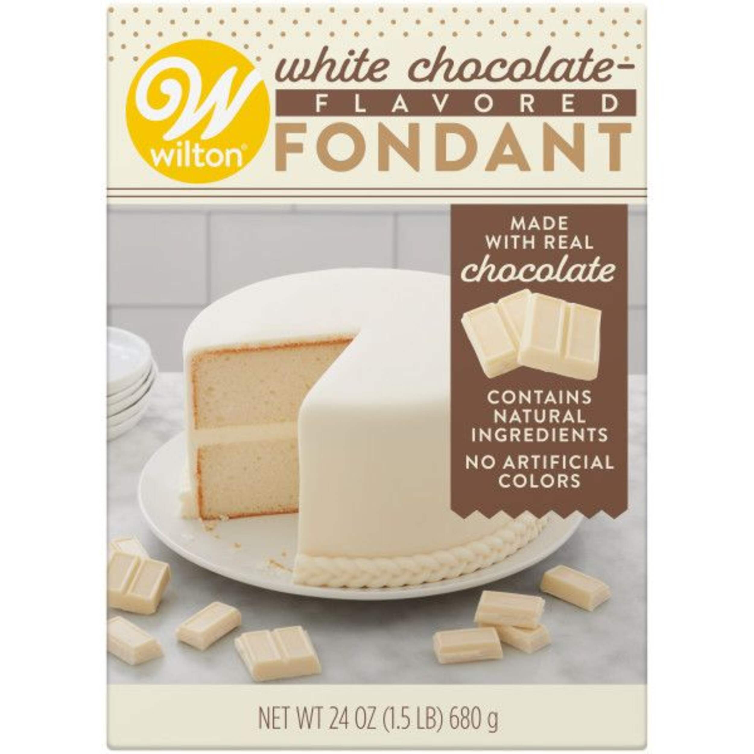 Wilton Decorator Preferred Edible Decorating Fondant, White, 1.5-lb, White Chocolate Flavoured, for Baking/Cake Decoration Front_Flat