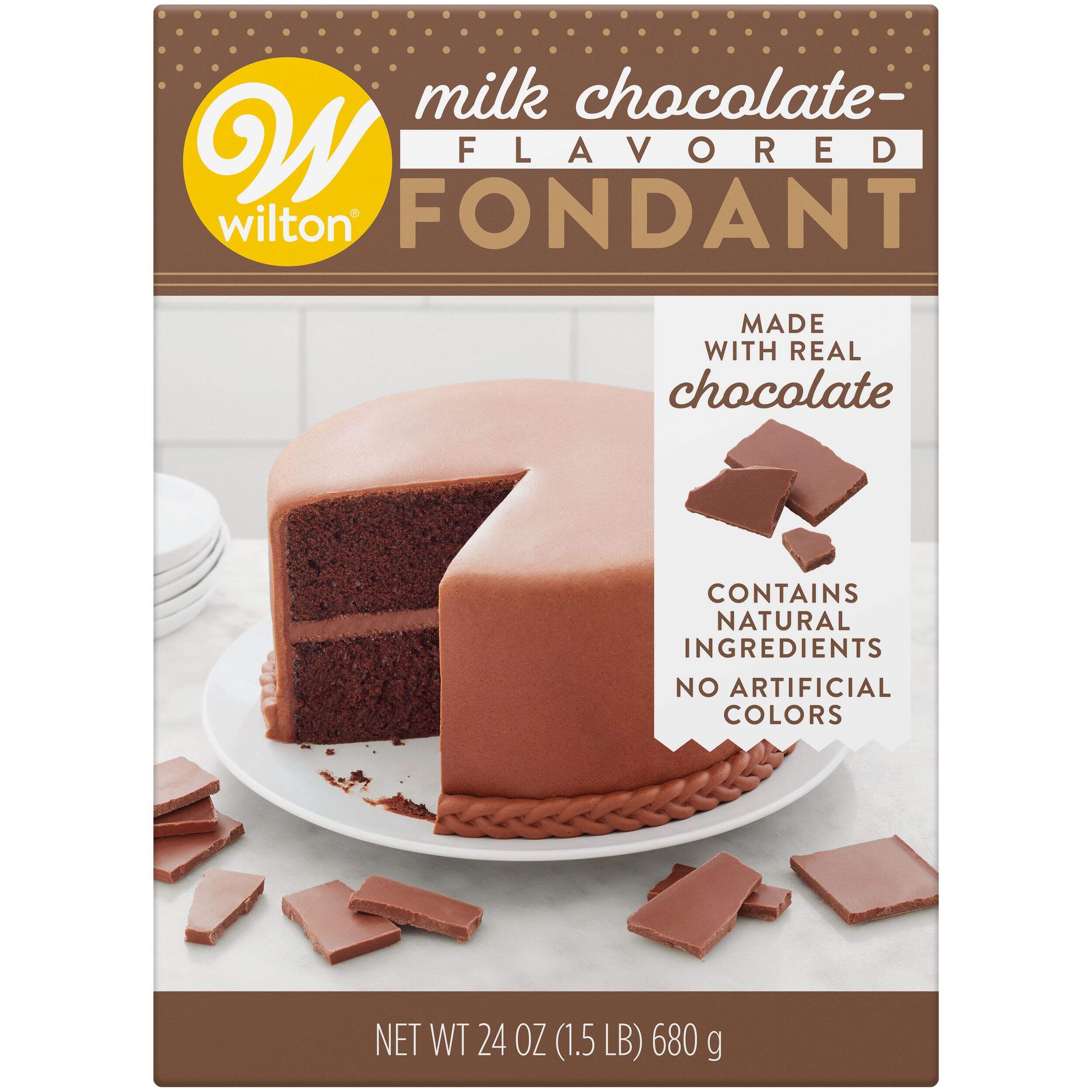 Wilton Decorator Preferred Edible Decorating Fondant, Brown, 1.5-lb, Milk Chocolate Flavoured, for Baking/Cake Decoration Front_Flat