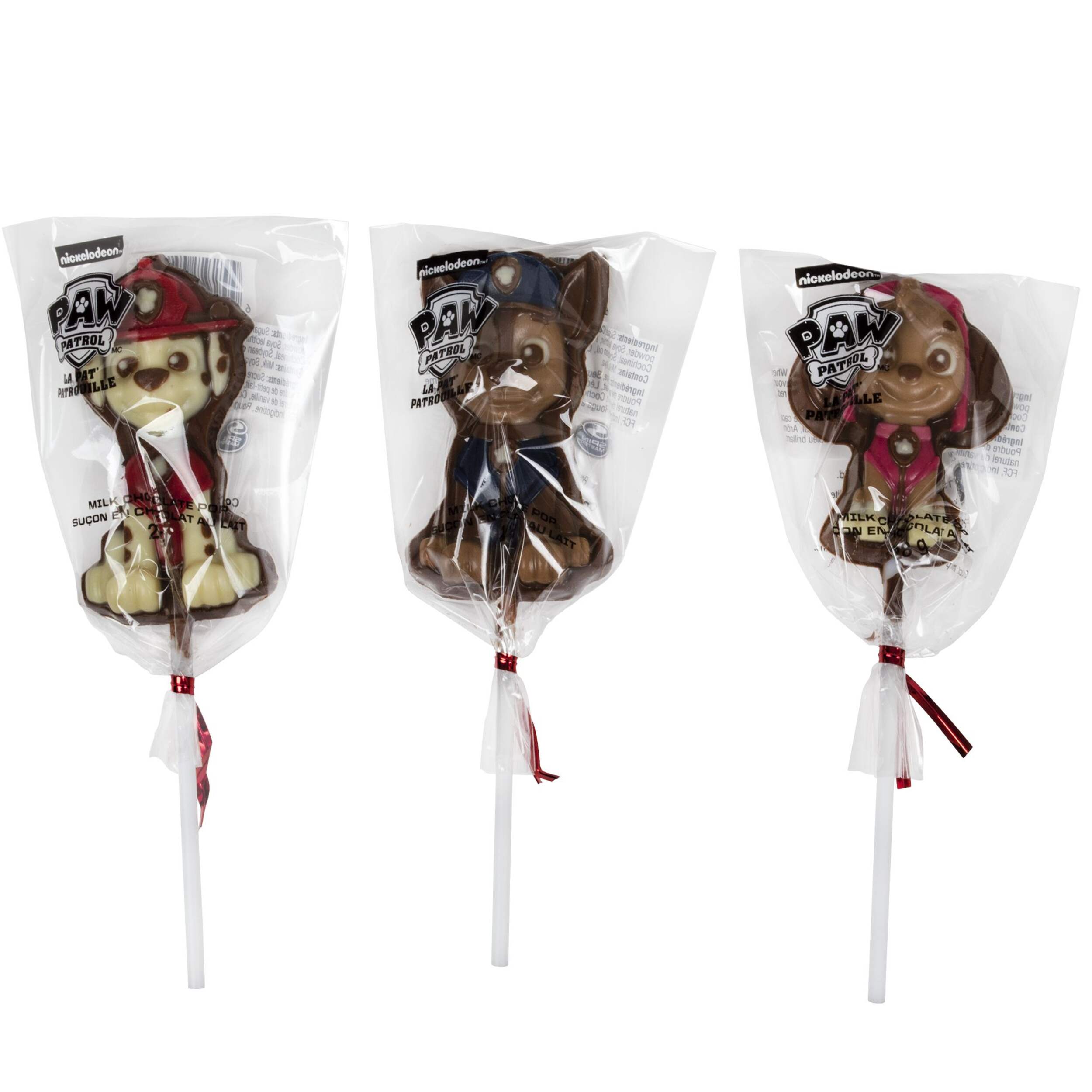 Nickelodeon PAW Patrol Chase/Skye/Marshall Chocolate Pops, Milk Chocolate, Multi-Coloured, 28-g, for Birthday/Party Favour Front_Flat