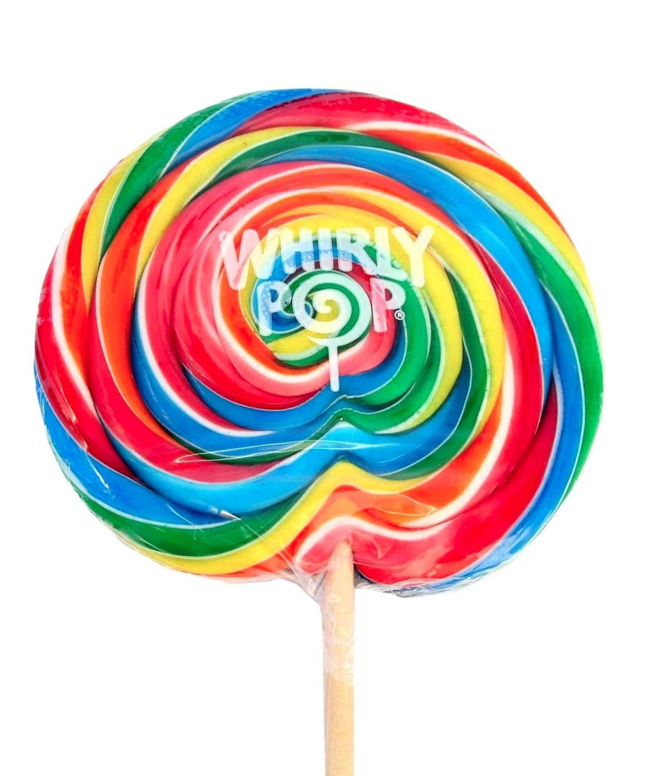 Large Swirl Rainbow Lollipop, Assorted Fruits, 42-g, Hard Candy, for Birthday/Party Favour Front_Flat