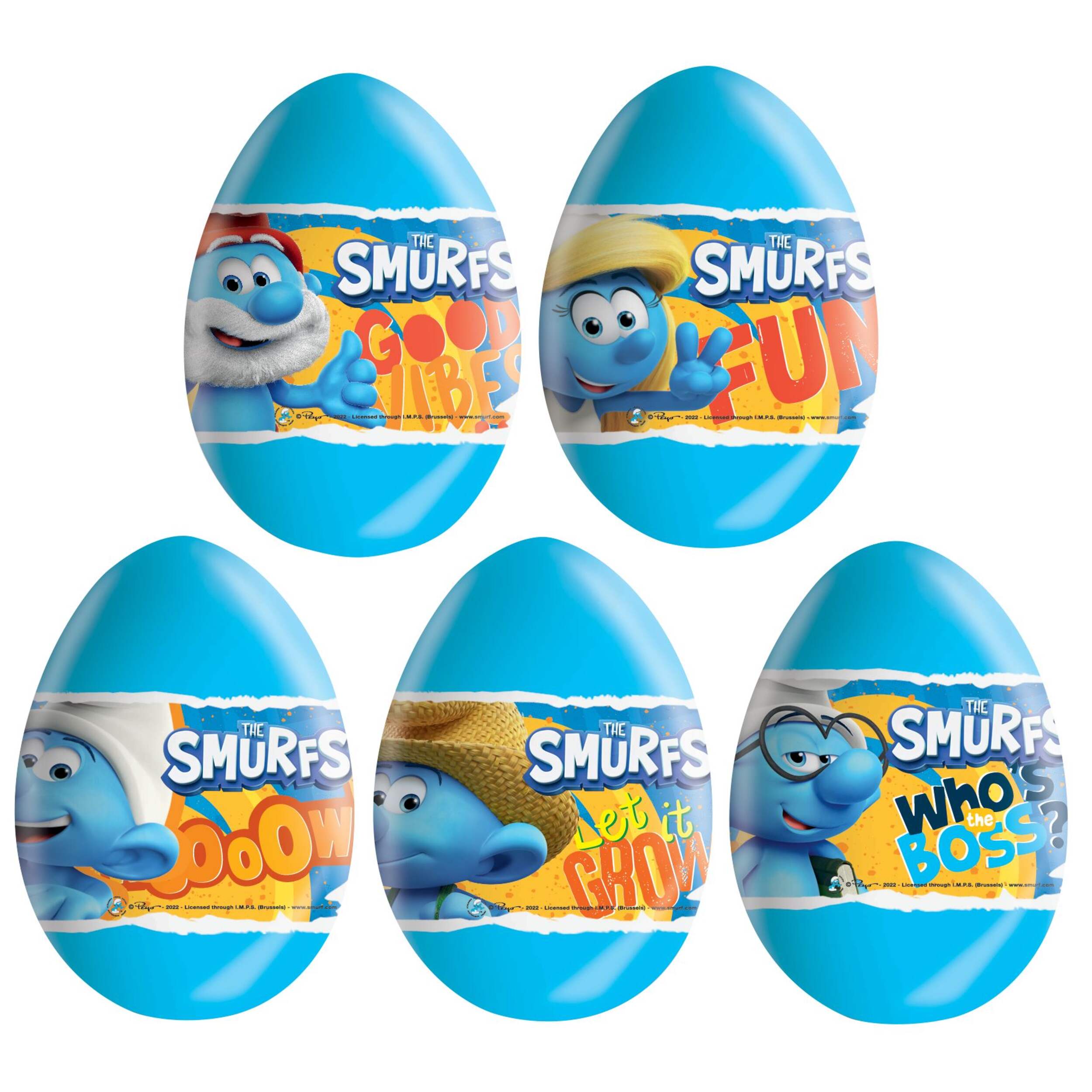 Smurf Chocolate Surprise Egg, Milk Chocolate, Blue, 20-g, for Easter Front_Flat
