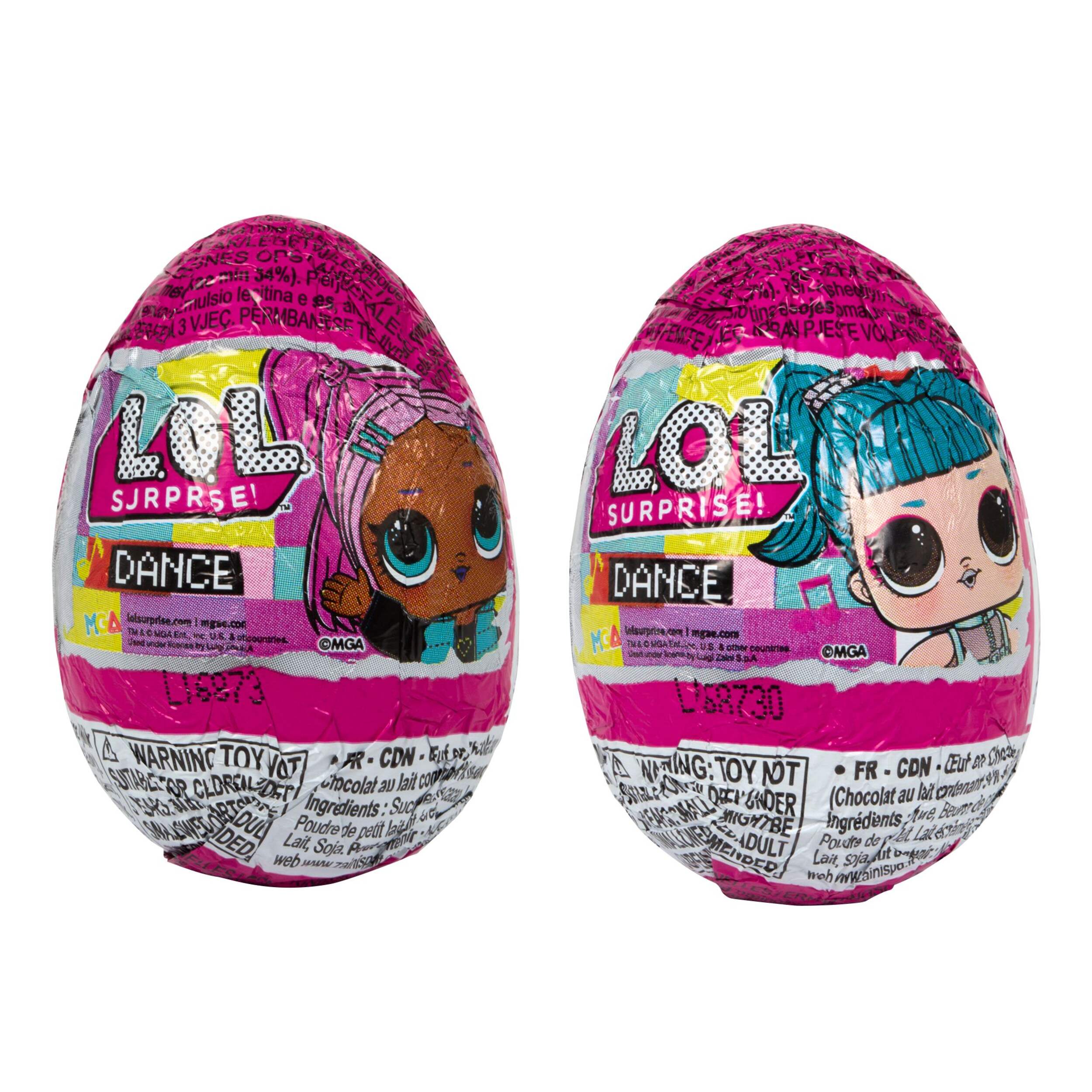 L.O.L. Surprise! Chocolate Surprise Egg, Milk Chocolate, Pink, 20-g, for Easter Front_Flat