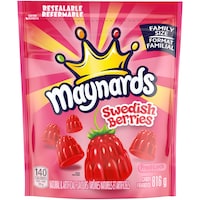 Maynards Swedish Berries Gummy, Strawberry, Pink, 816-g, Chewy Candy, for Birthday/Party Favour/Halloween, Swedish Berries Gummy Candy Front_Flat