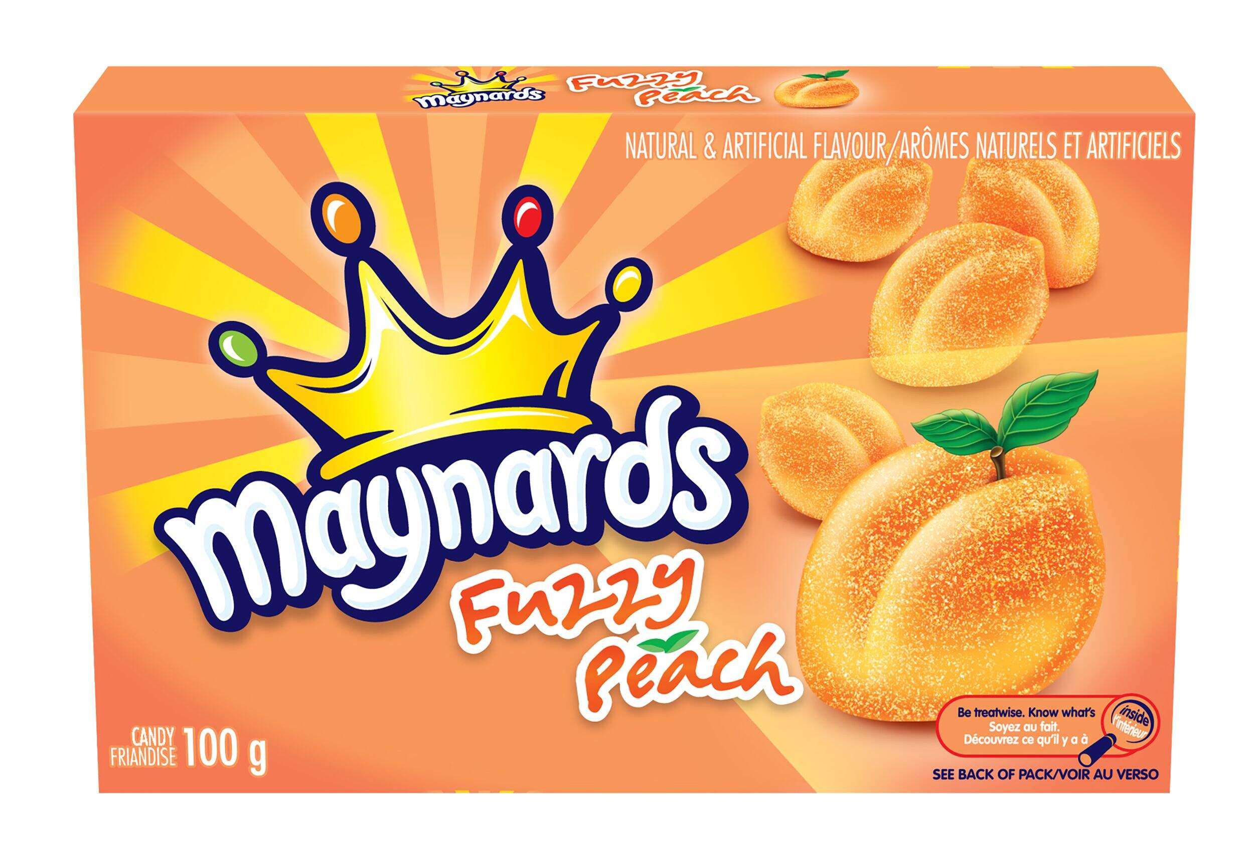 Boîte de bonbons Maynards Fuzzy Peach, 100 g Front_Elevated