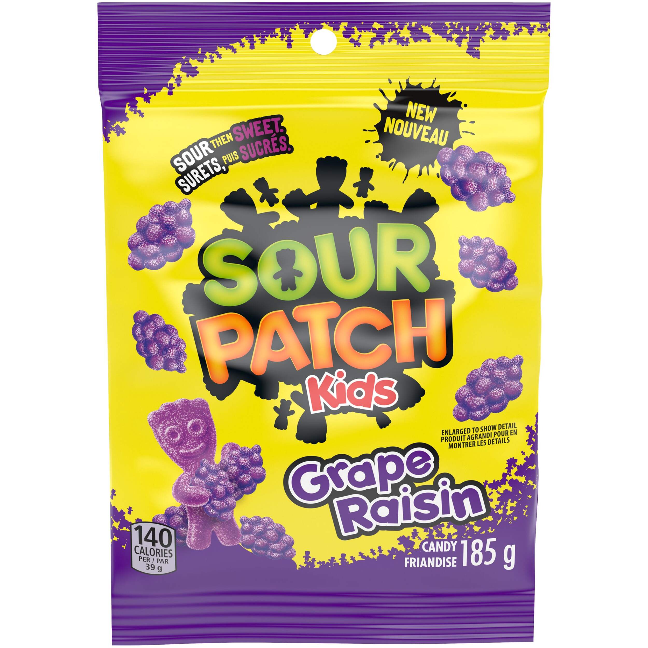 Maynards Sour Patch Kids Gummy, Grape, Purple, 185-g, Chewy Grape Gummy Candy, for Birthday/Party Favour Front_Flat