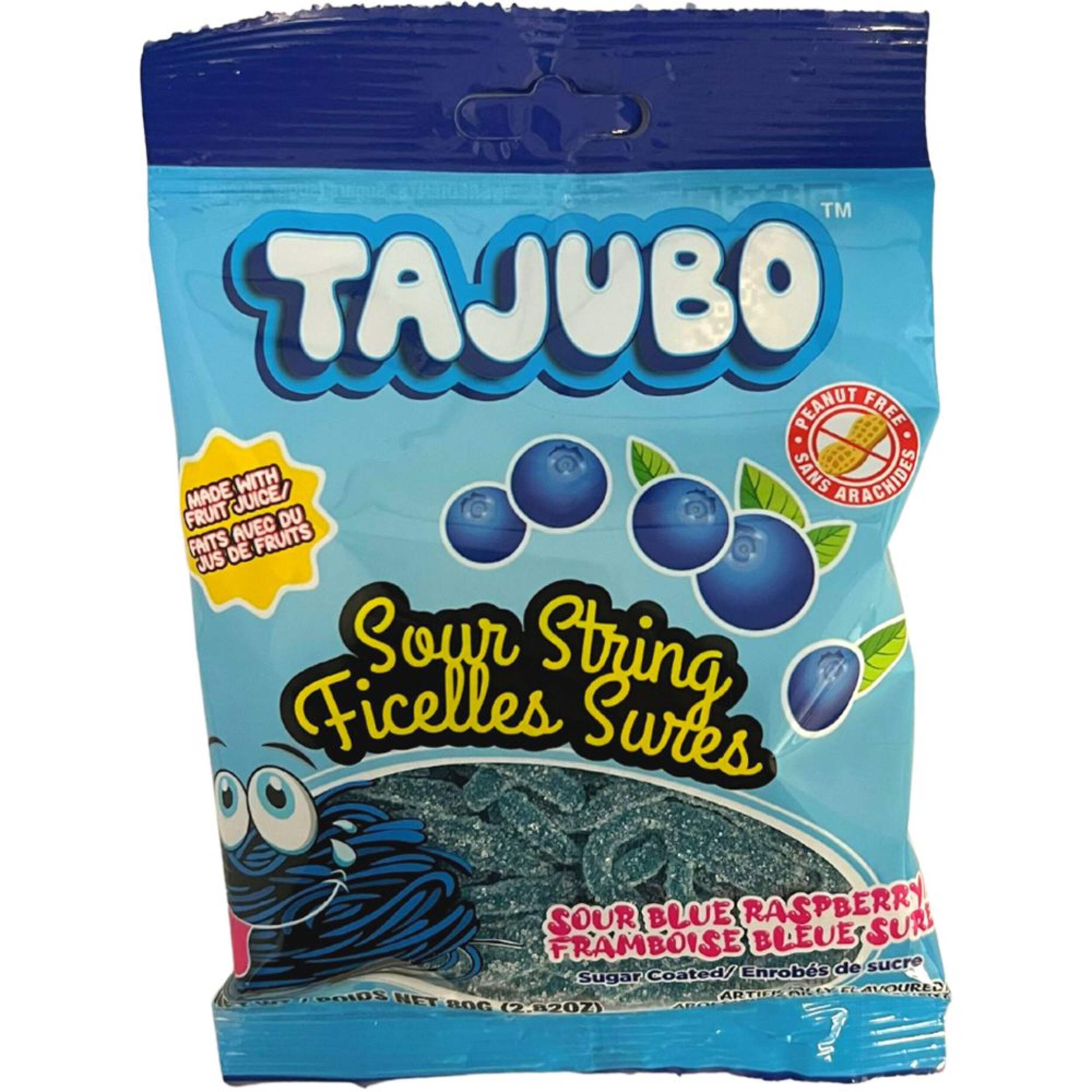 Tajubo Sour String Gummy, Blueberry, Blue, 80-g, Chewy Candy, for Birthday/Party Favour Front_Flat