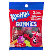Kool-Aid Fruit Gummies, Tropical Punch/Cherry/Grape, Multi-Coloured, 114-g, Chewy Candy, for Birthday/Party Favour Front_Flat
