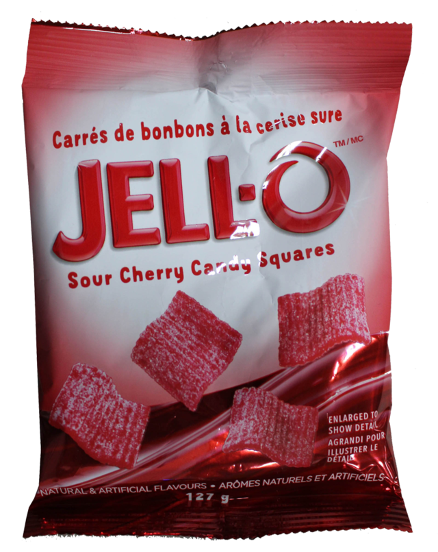 JellO Sour Cherry Candy Squares, 127g Party City