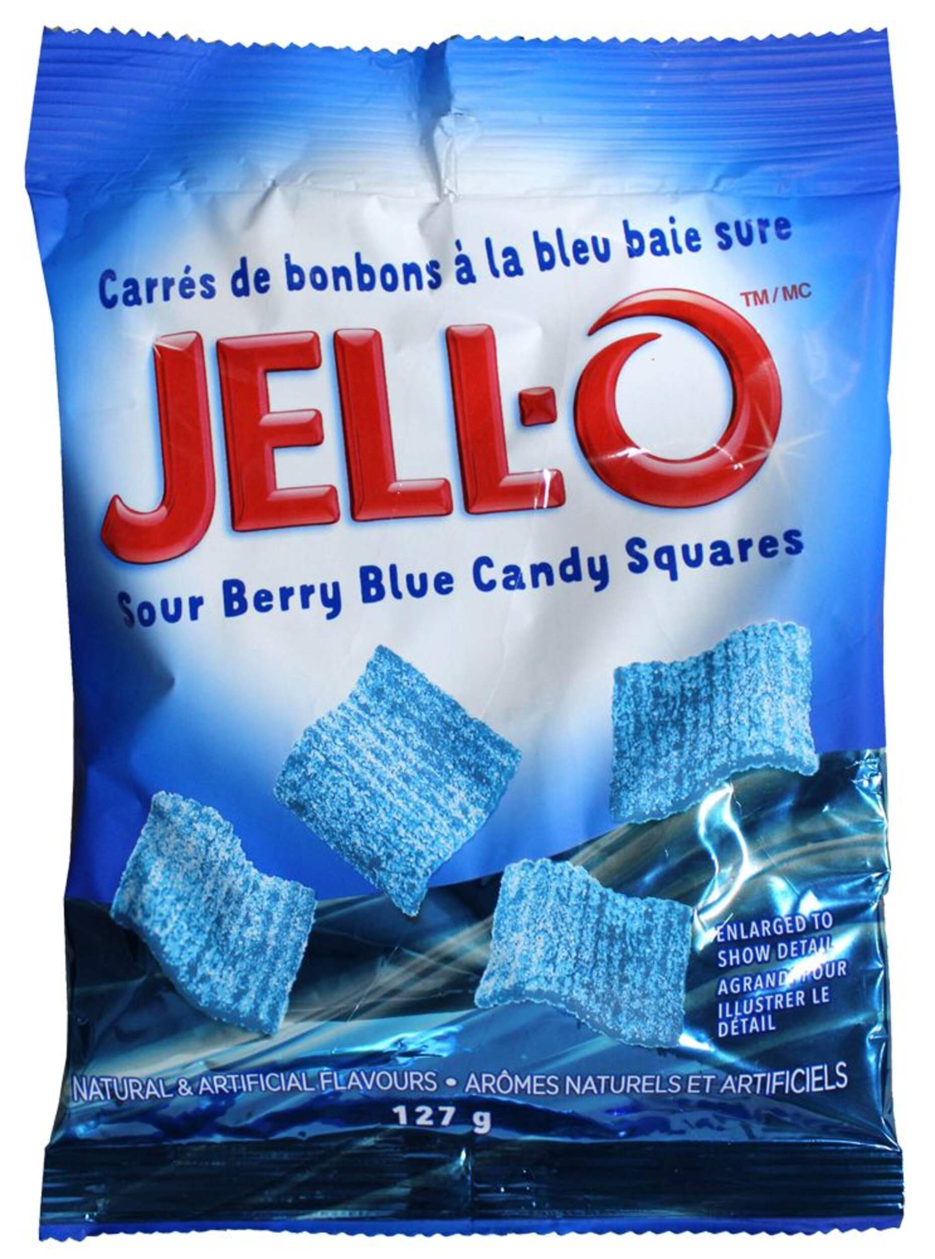 Jell-O Sour Candy Squares, Berry, Blue, 127-g, Chewy Candy, for Birthday/Party Favour Front_Flat