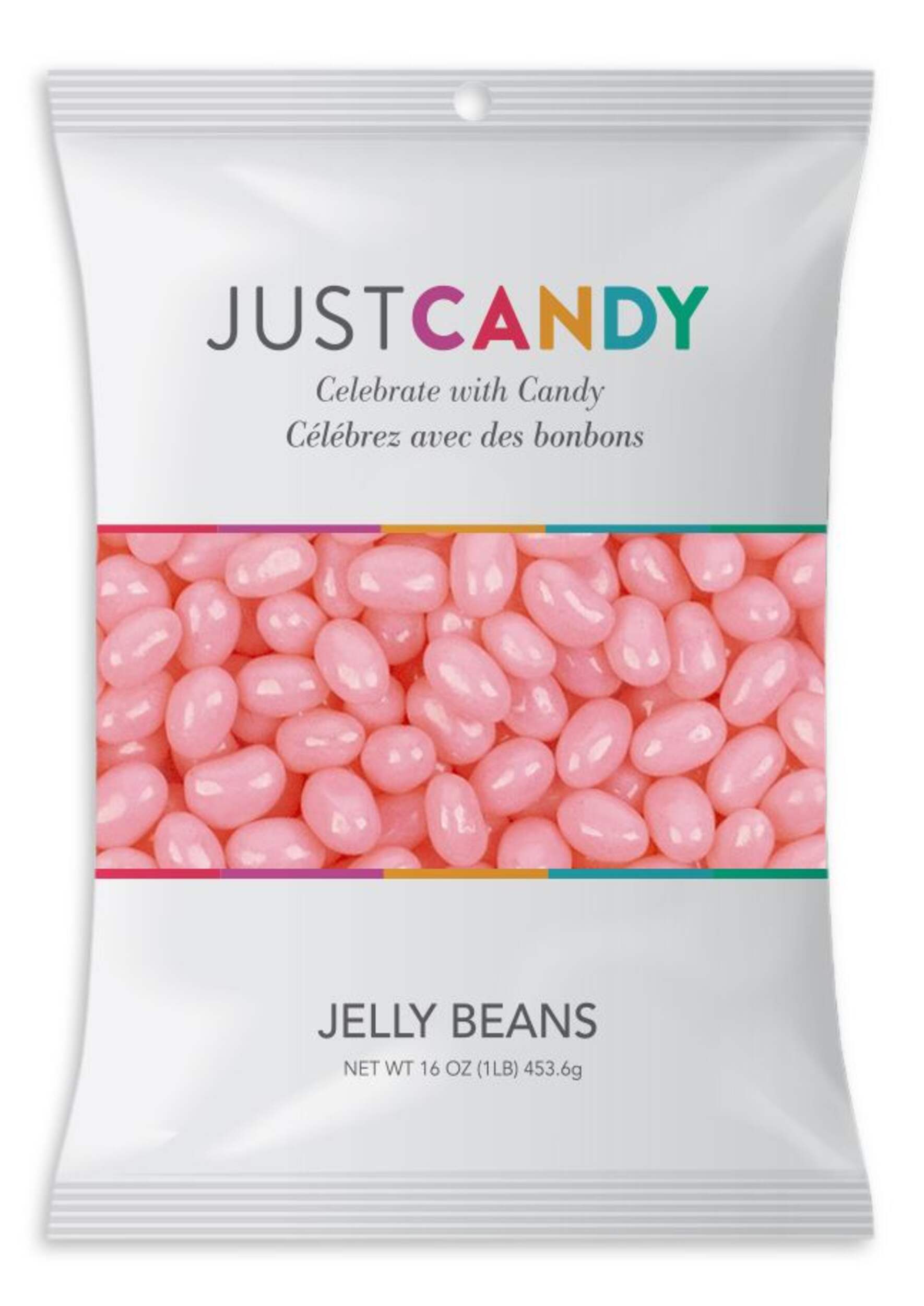 Jelly Beans, Strawberry, Pink, 454-g, Chewy Candy, for Gender Reveal/Baby Shower/Birthday/Party Favour Front_Flat