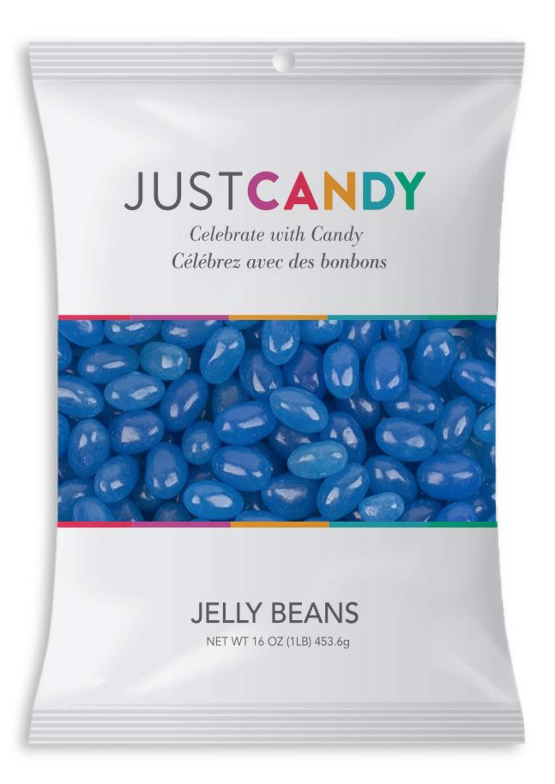 Jelly Beans, Raspberry, Dark Blue, 454-g, Chewy Candy, for Gender Reveal/Baby Shower/Birthday/Party Favour Front_Flat