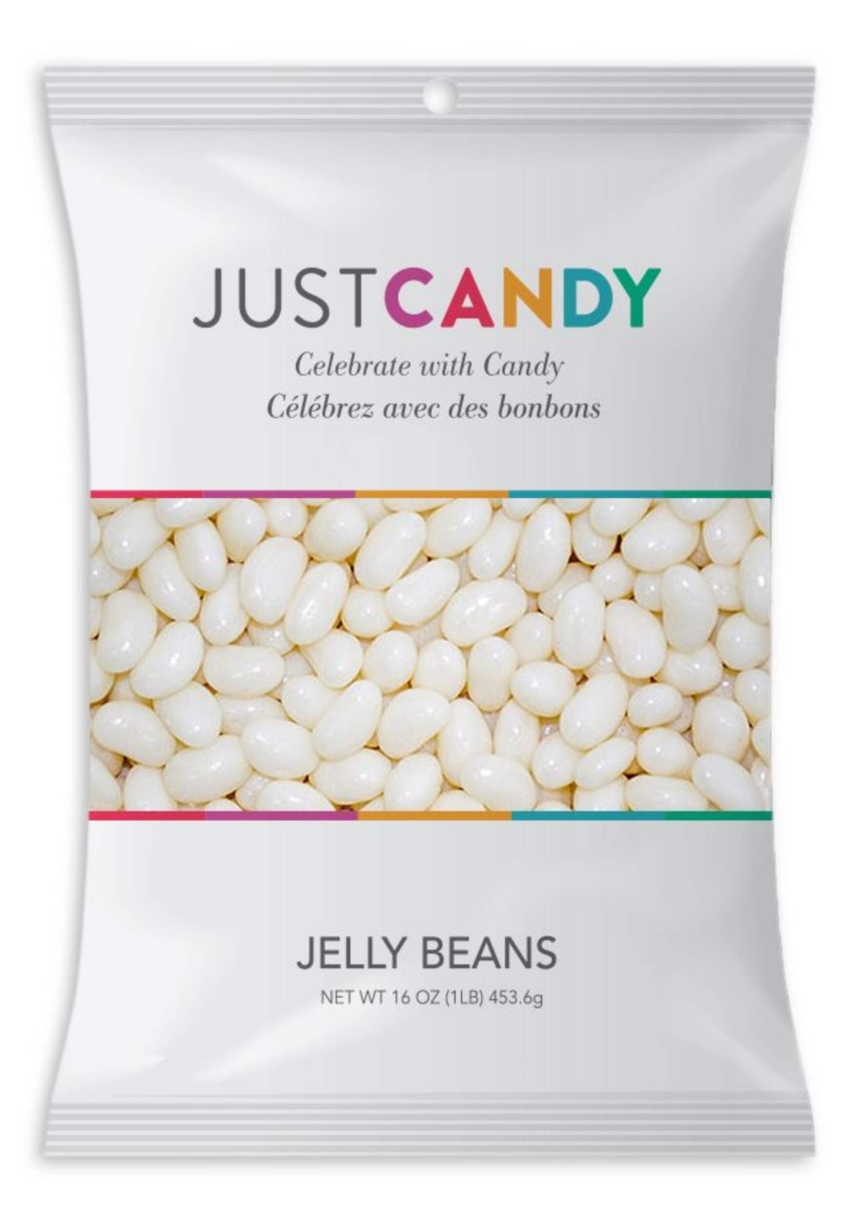 Jelly Beans, Assorted Fruits, White, 454-g, Chewy Candy, for Birthday/Party Favour Front_Flat