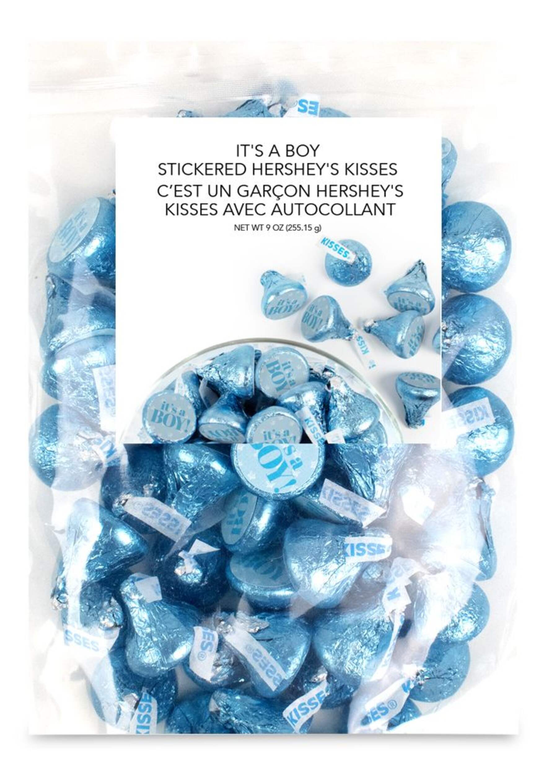 "It's a Boy" Stickered Chocolates, Milk Chocolate, Blue, 250-g, for Gender Reveal/Baby Shower Front_Flat