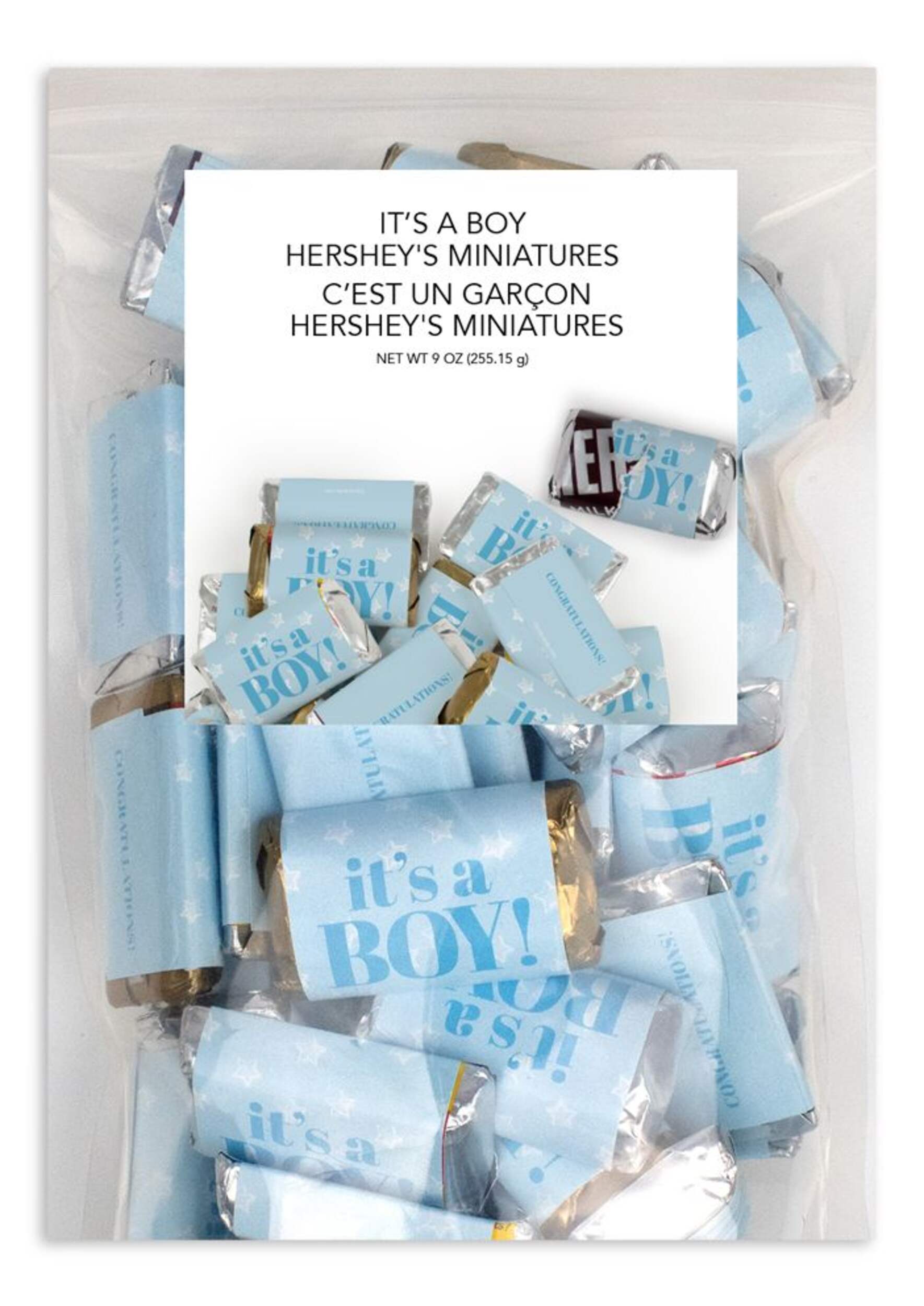 "It's a Boy" Mini Chocolate Squares, Milk Chocolate, Blue, 250-g, for Gender Reveal/Baby Shower Front_Flat