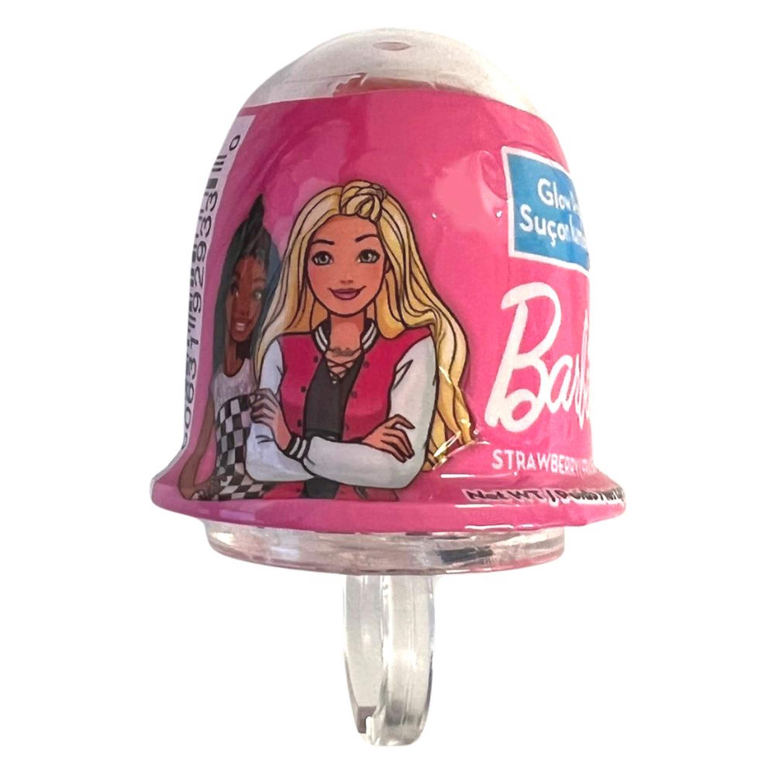 Mattel Barbie Glow Pop Lollipop, Strawberry & Blue Raspberry, Pink, 12-g, Hard Candy, for Birthday/Party Favour Candy Front_Flat