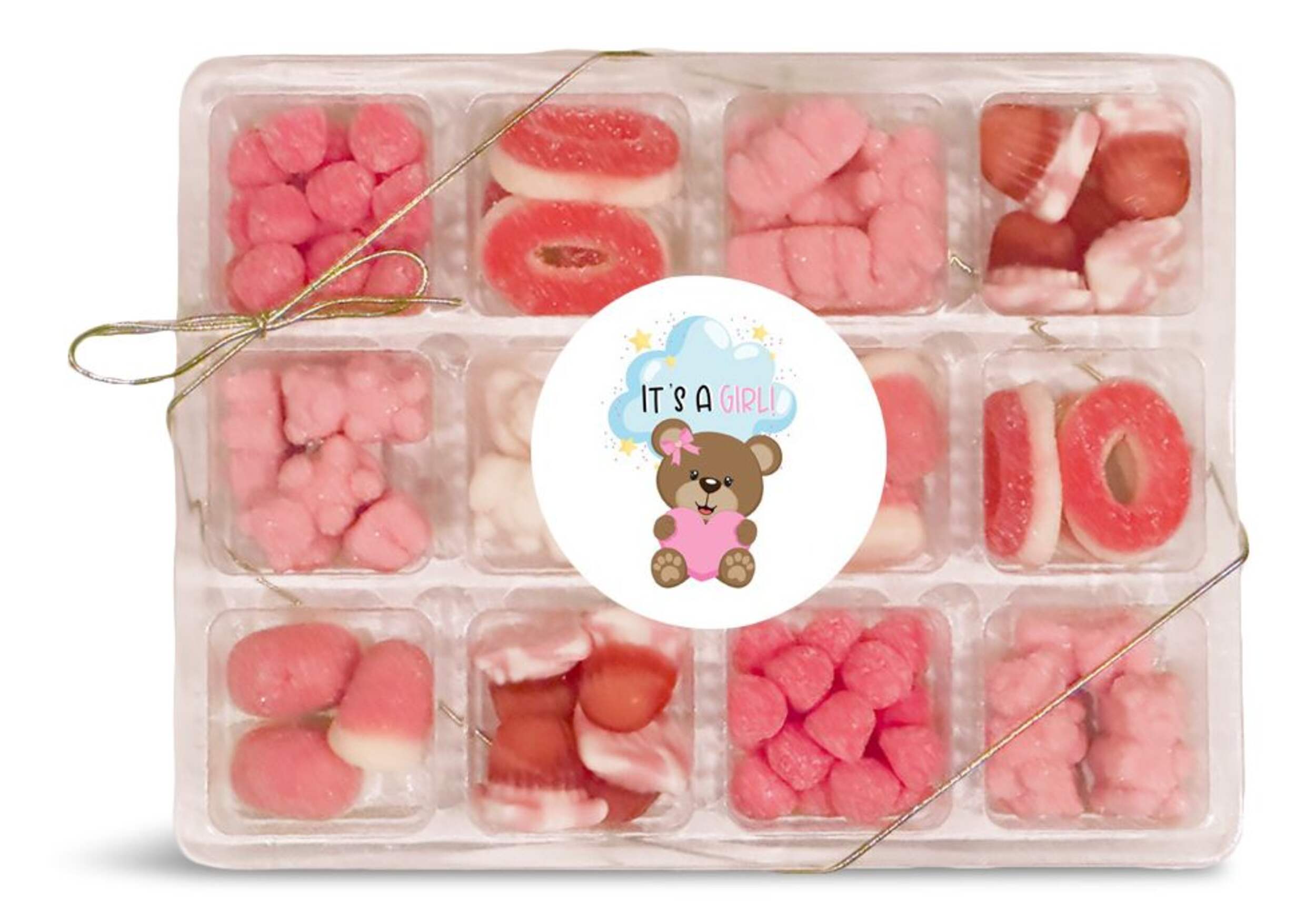 Boîte de collations de bonbons roses C'est une fille, 285 g Front_Flat