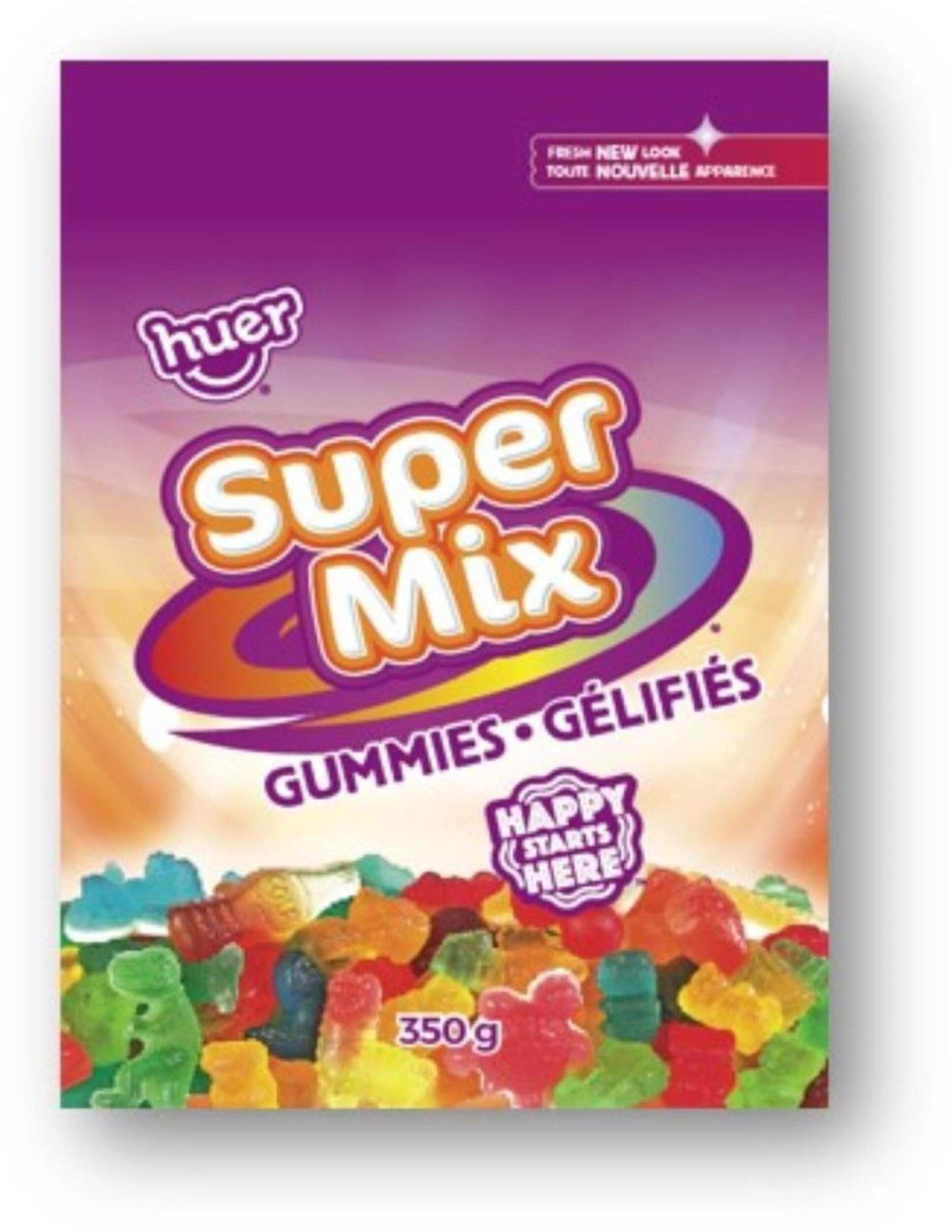 Bonbons gélifiés fruités et surs Huer Super Mix, 350 g Front_Flat