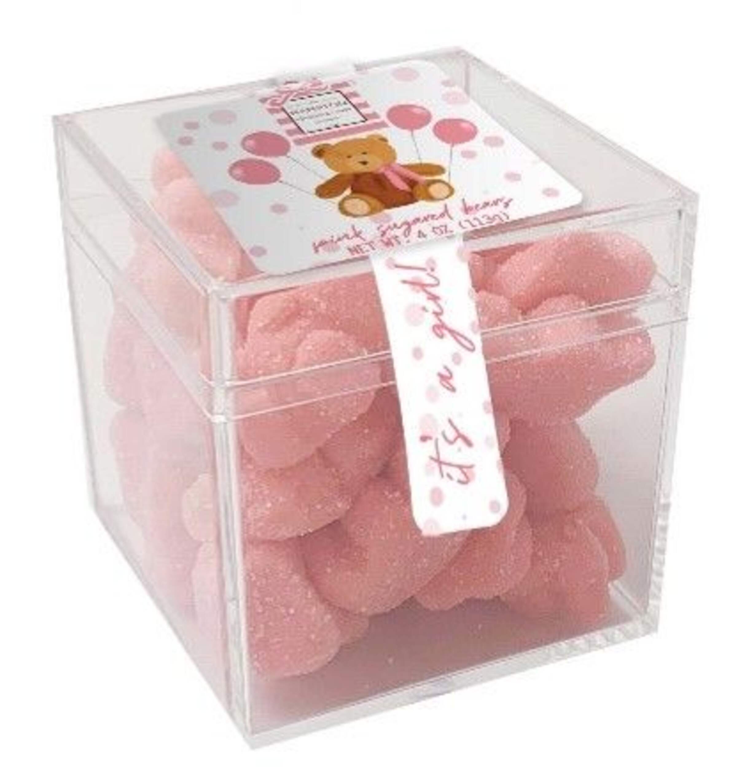 Sugar Coated Gummy Bears, Strawberry, Pink, 113-g, Chewy Candy, for Birthday/Buffet/Gender Reveal Front_Angled_Right