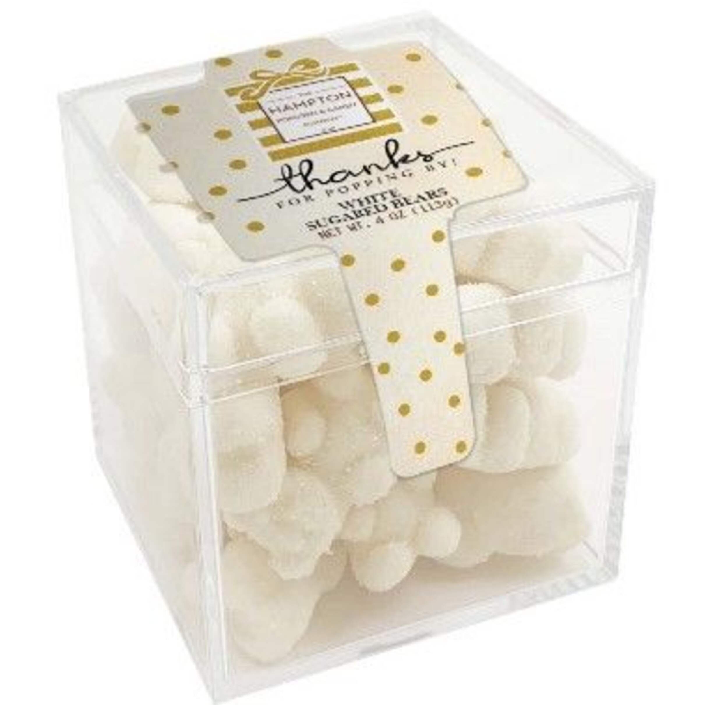 Sugar Coated Gummy Bears, Assorted Fruits, White, 113-g, Chewy Candy, for Birthday/Buffet/Baby Shower Front_Angled_Right