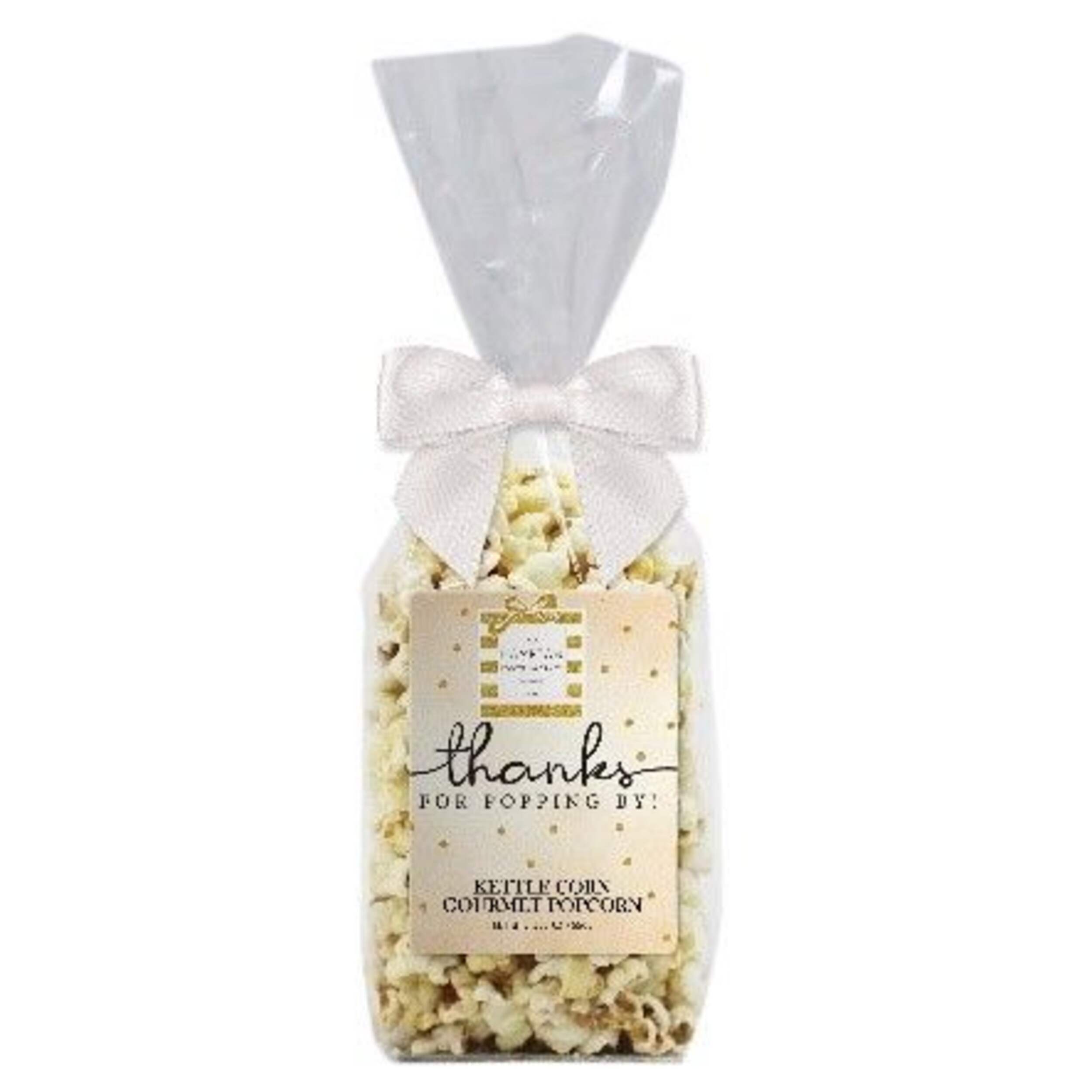 "Thanks for Popping by" Kettle Popcorn, Sweet & Salty, Gold, 156-g, for Baby Shower/Birthday/Party Favour Front_Flat
