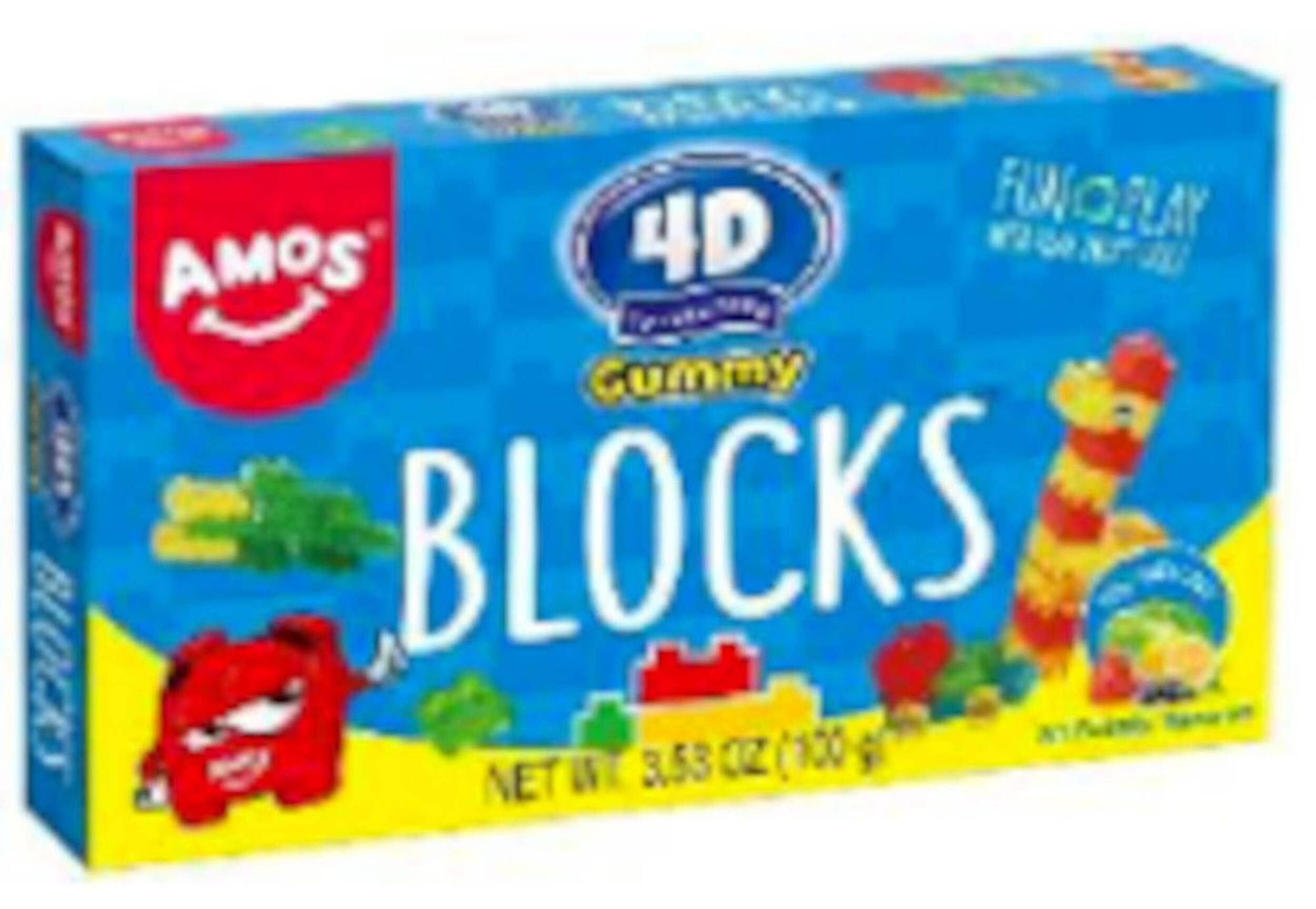 4D Gummy Blocks Theater Box Stackable Candy, Assorted Flavours, 100-g Front_Angled_Right
