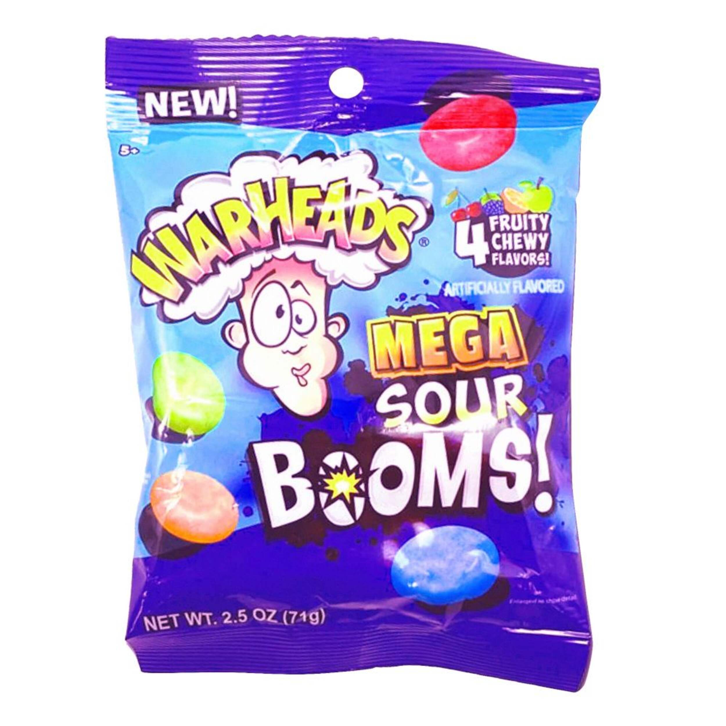 WarHeads Mega Sour Booms Fruit Chewable Candy, 71-g Front_Flat