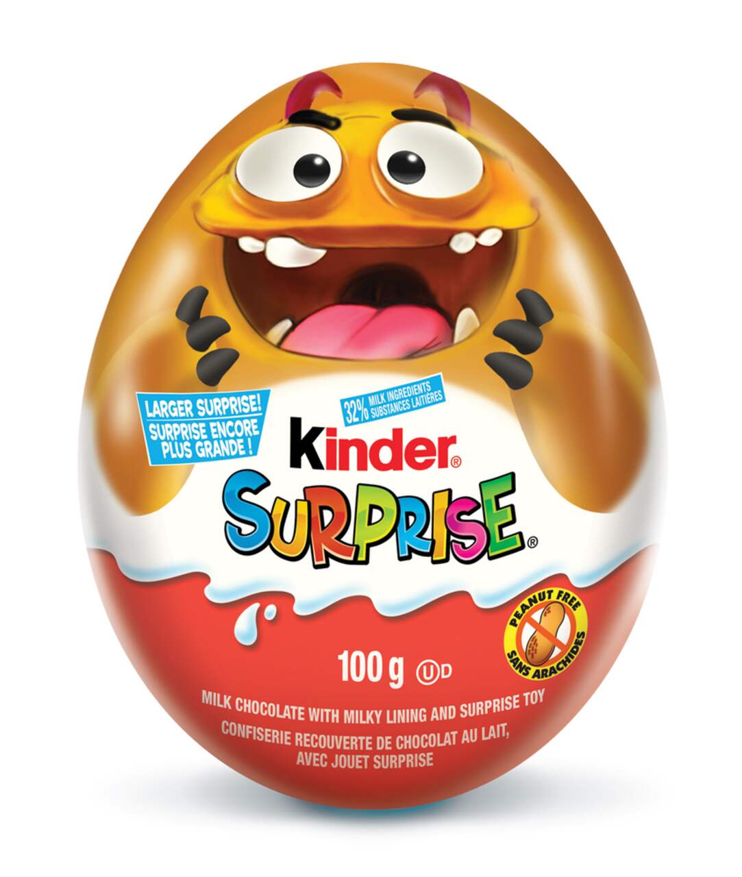 Kinder Surprise Giant Monster Egg, Milk Chocolate, Brown, 100-g, Candy for  Halloween