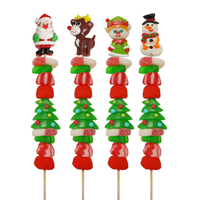 Santa/Snowman/Elf Jumbo Gummy Skewer, Assorted Fruits, Red/Green, 70-g, Chewy Candy, for Christmas Front_Flat