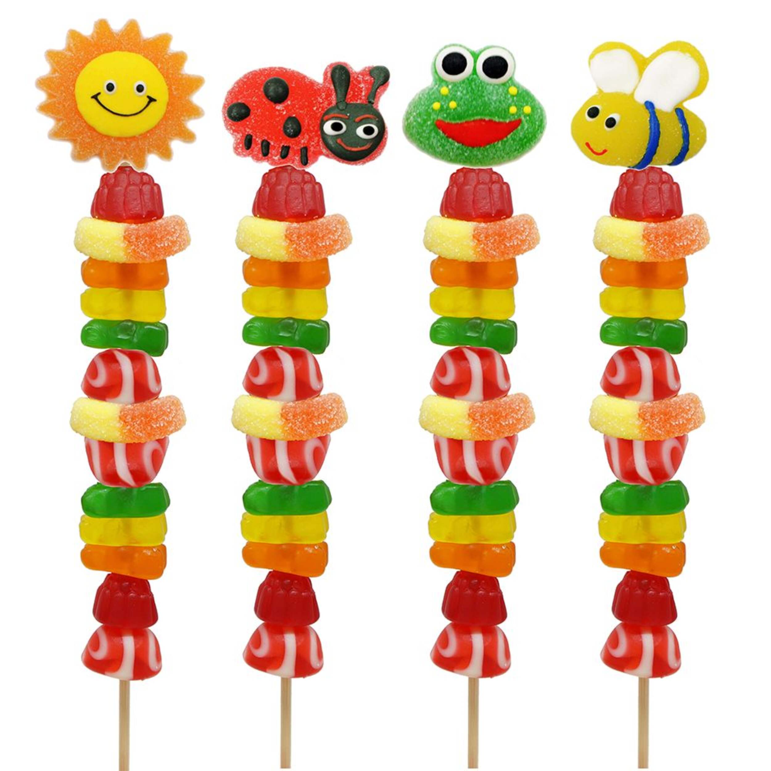 Lady Bug & Bumble Bee Garden Gummy Skewer, Assorted Fruits, Multi-Coloured, 70-g, Chewy Candy, for Birthday/Party Favour Front_Flat