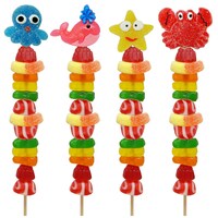 Whale/Crab/Octopus Sealife Gummy Skewer, Assorted Fruits, Multi-Coloured, 70-g, Chewy Candy, for Birthday/Party Favour Front_Flat