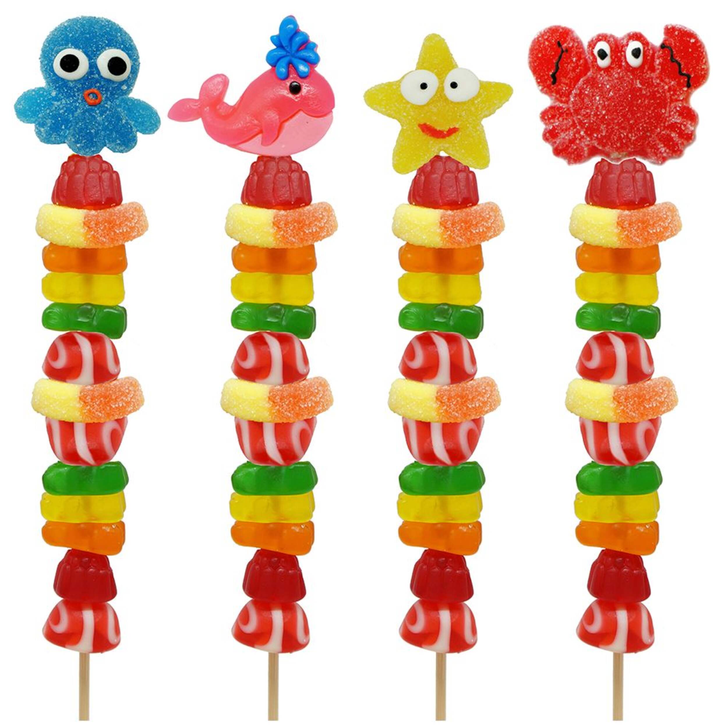 Whale/Crab/Octopus Sealife Gummy Skewer, Assorted Fruits, Multi-Coloured, 70-g, Chewy Candy, for Birthday/Party Favour Front_Flat