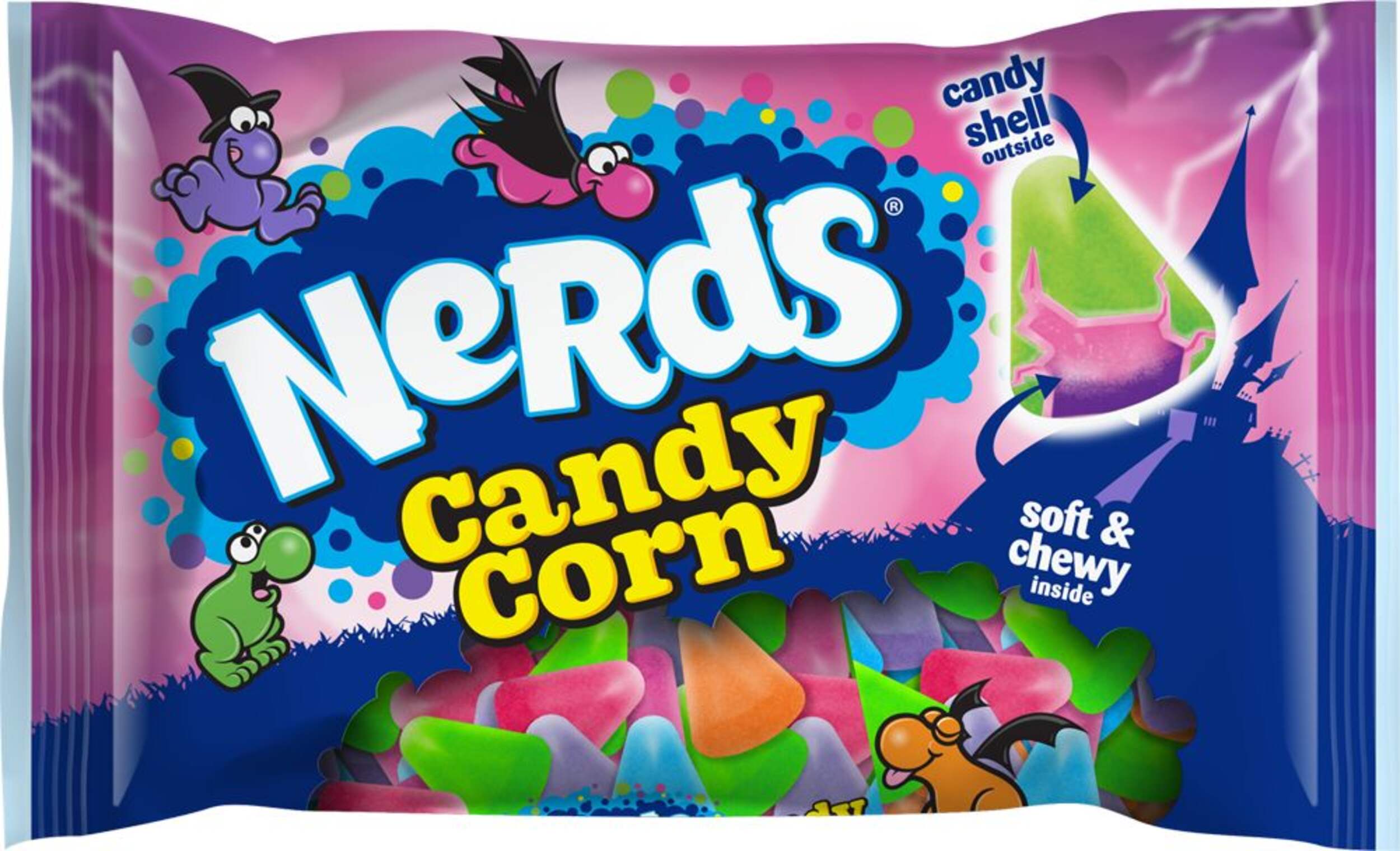 Nerds Soft & Chewy Candy Corn, Strawberry/Grape/Orange, Multi-Coloured, 226-g, Candy for Halloween Front_Flat
