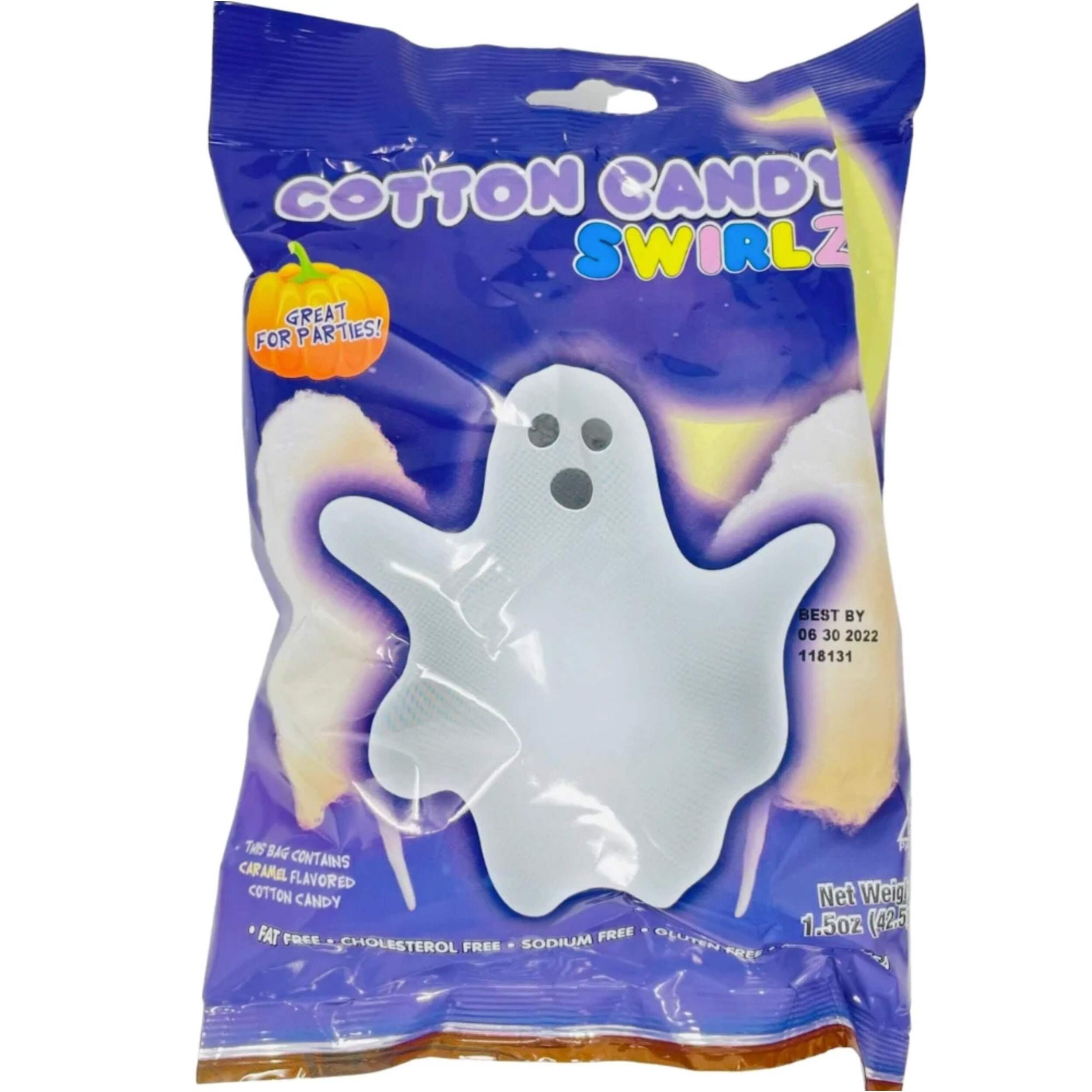 Ghost Cotton Candy Swirlz Caramel, White, 42-g, Candy for Halloween Front_Flat