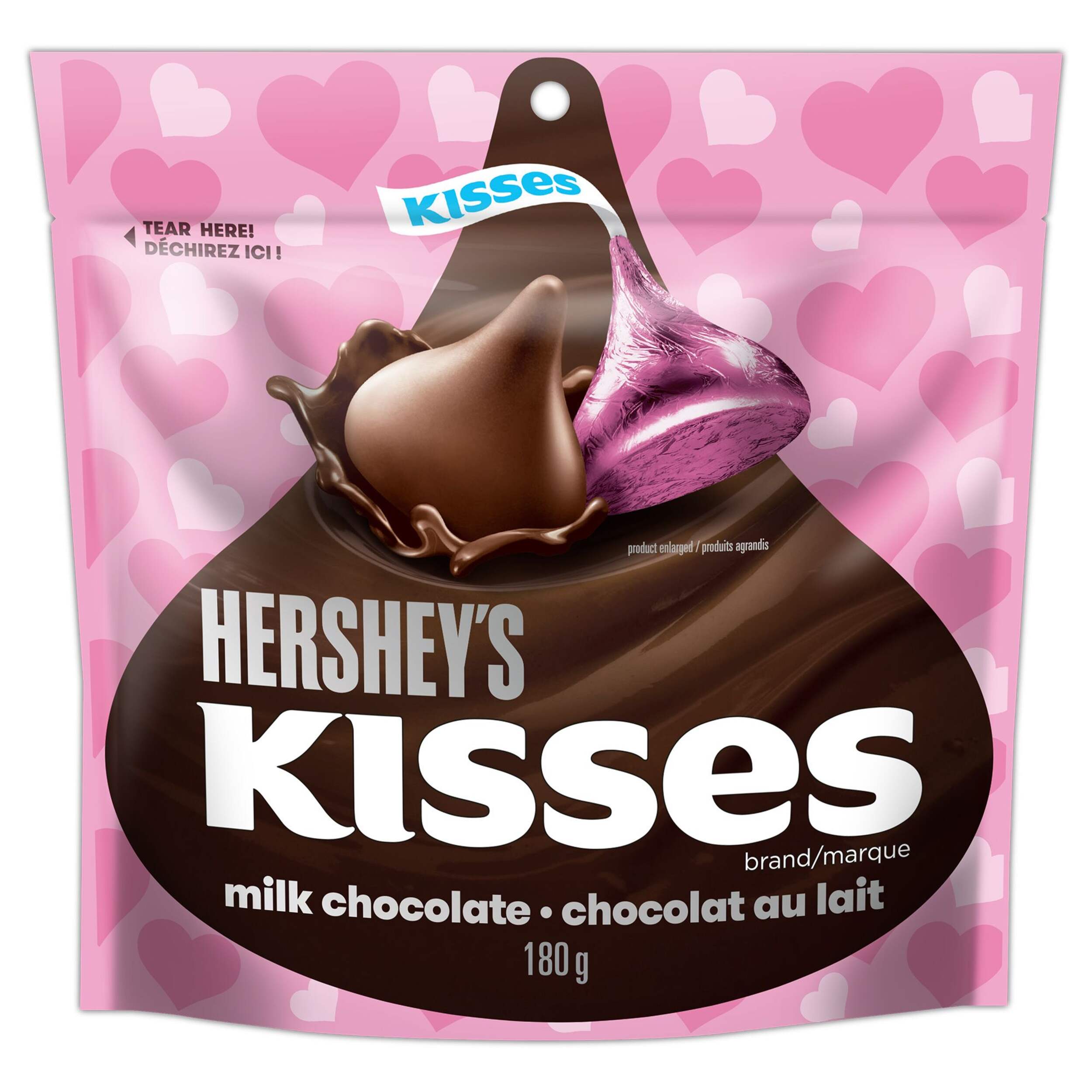 Hershey's Kisses Chocolate Candy, Milk Chocolate, Pink, 180-g, for Valentine's Day/Anniversary Front_Flat