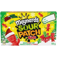 Bonbons tendres Maynards Sour Patch Kids, rouge et vert des fêtes, 100 g Front_Elevated